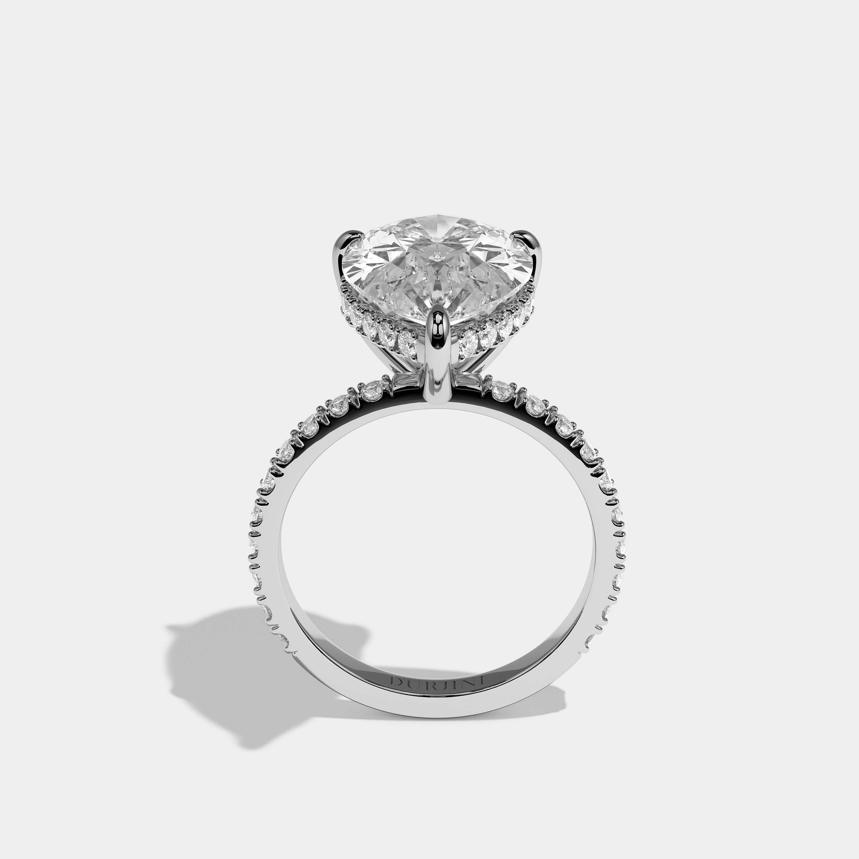 Full view Aurisse Éclat Diamond Pear Halo Engagement Ring White Gold Kurbãni Durjini