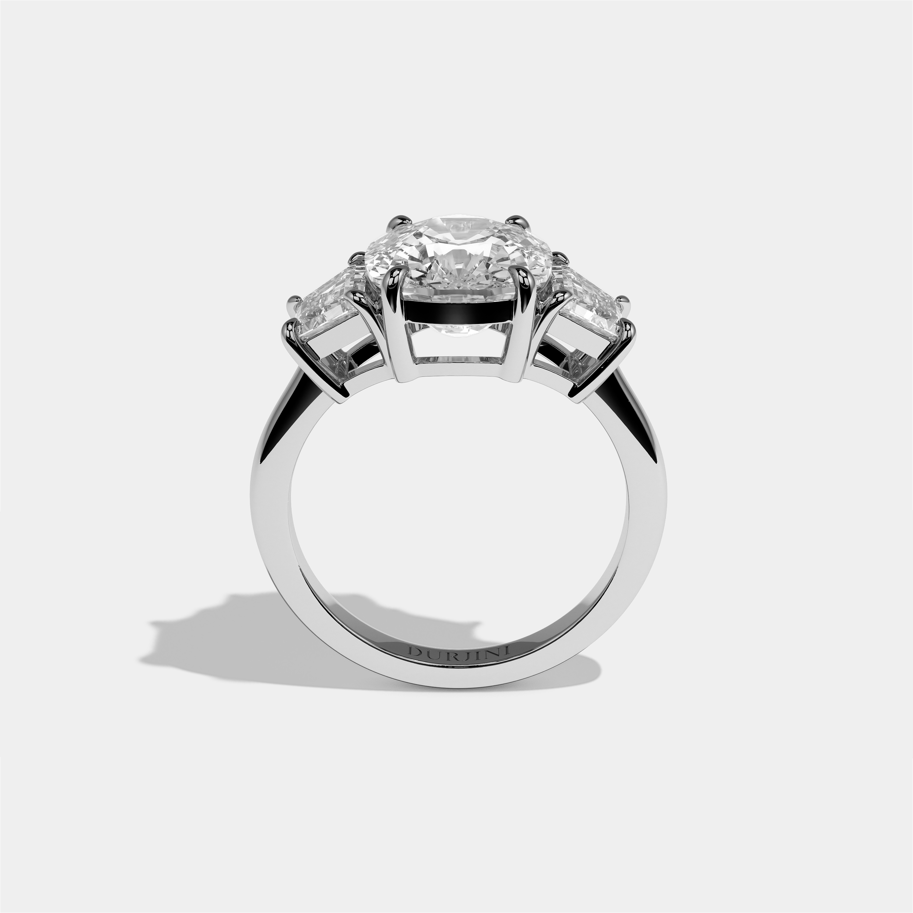 Matilda Seraphine diamond cushion engagement ring in 18K white gold by Kurbãni Durjini, full view