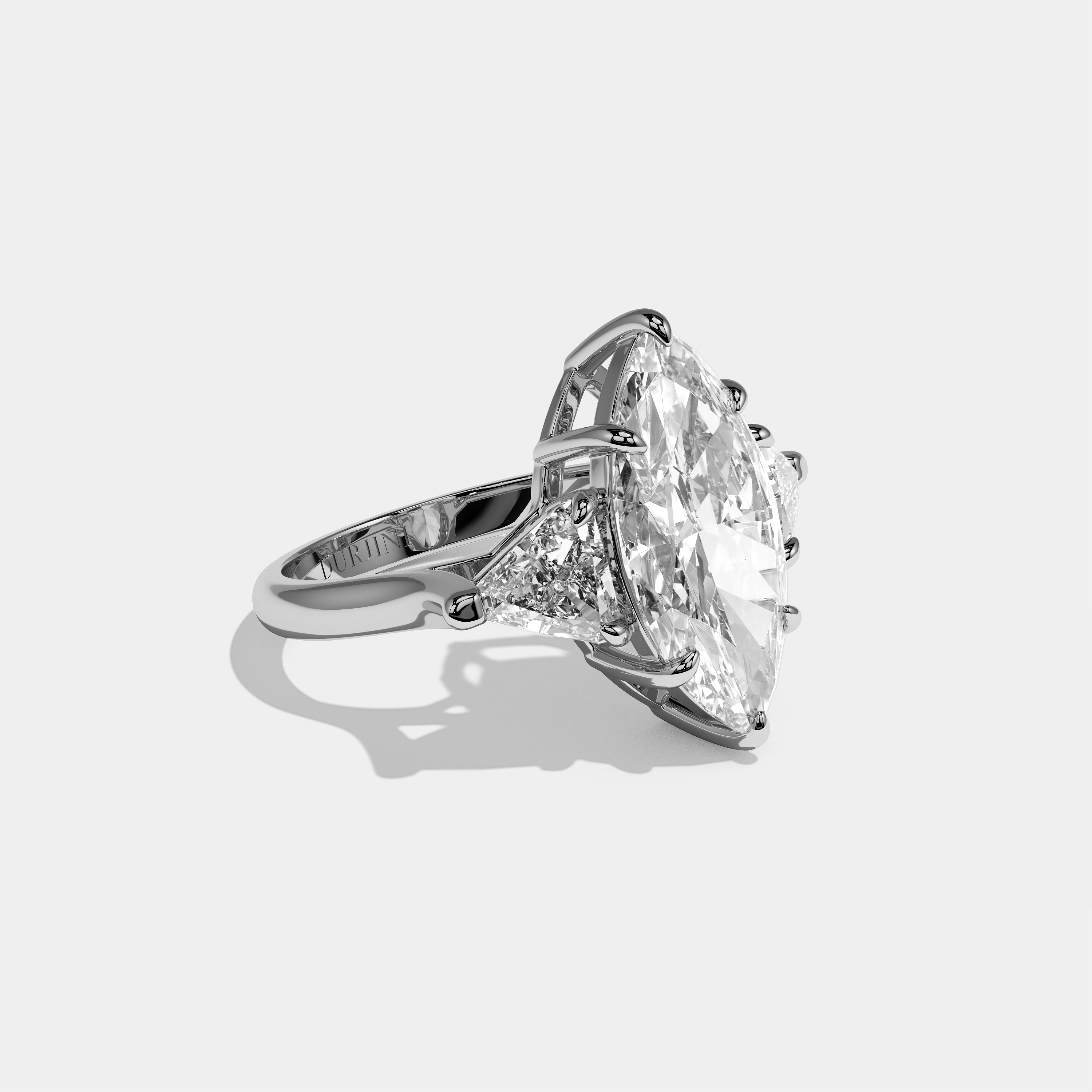 Arabella diamond marquise engagement ring in 18K white gold by Kurbãni Durjini, right view