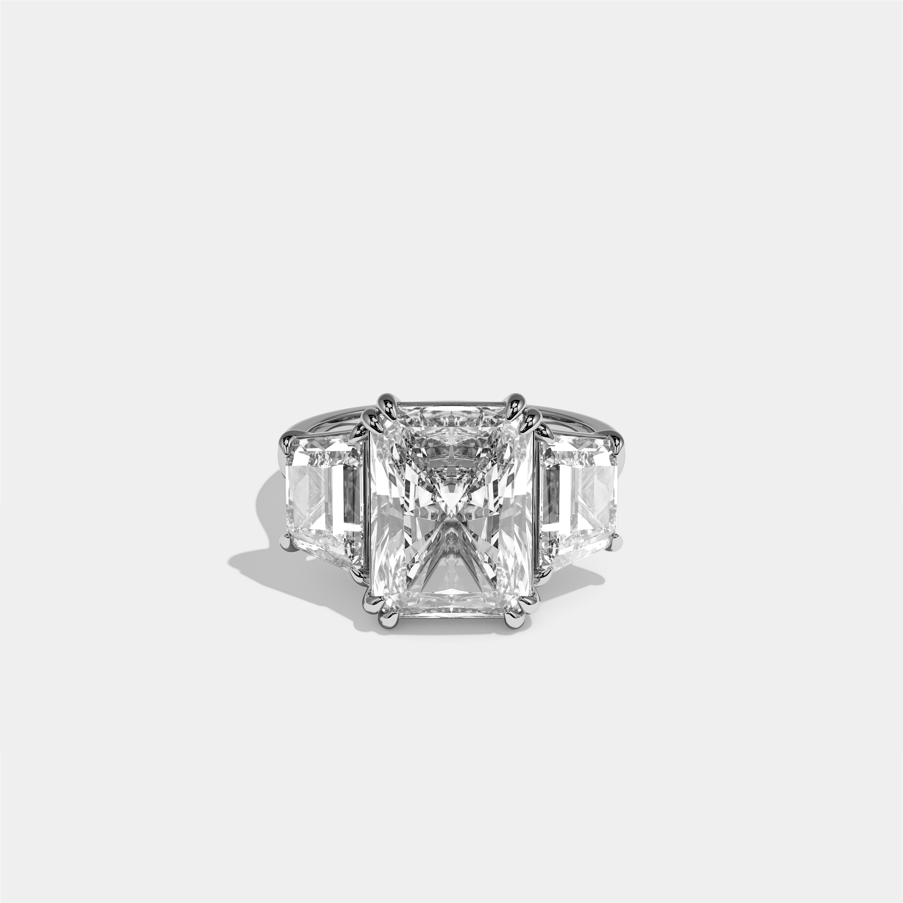 Nessa diamond radiant halo engagement ring in 18K white gold by Kurbãni Durjini, front view