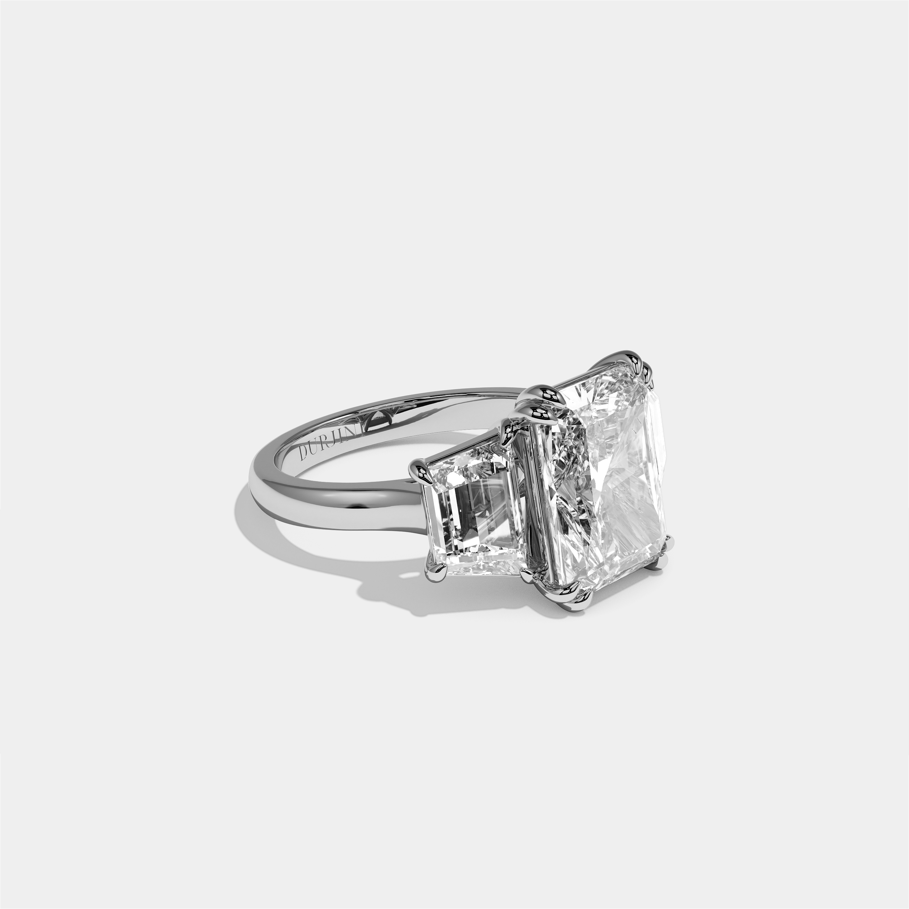 Nessa diamond radiant halo engagement ring in 18K white gold by Kurbãni Durjini, right view
