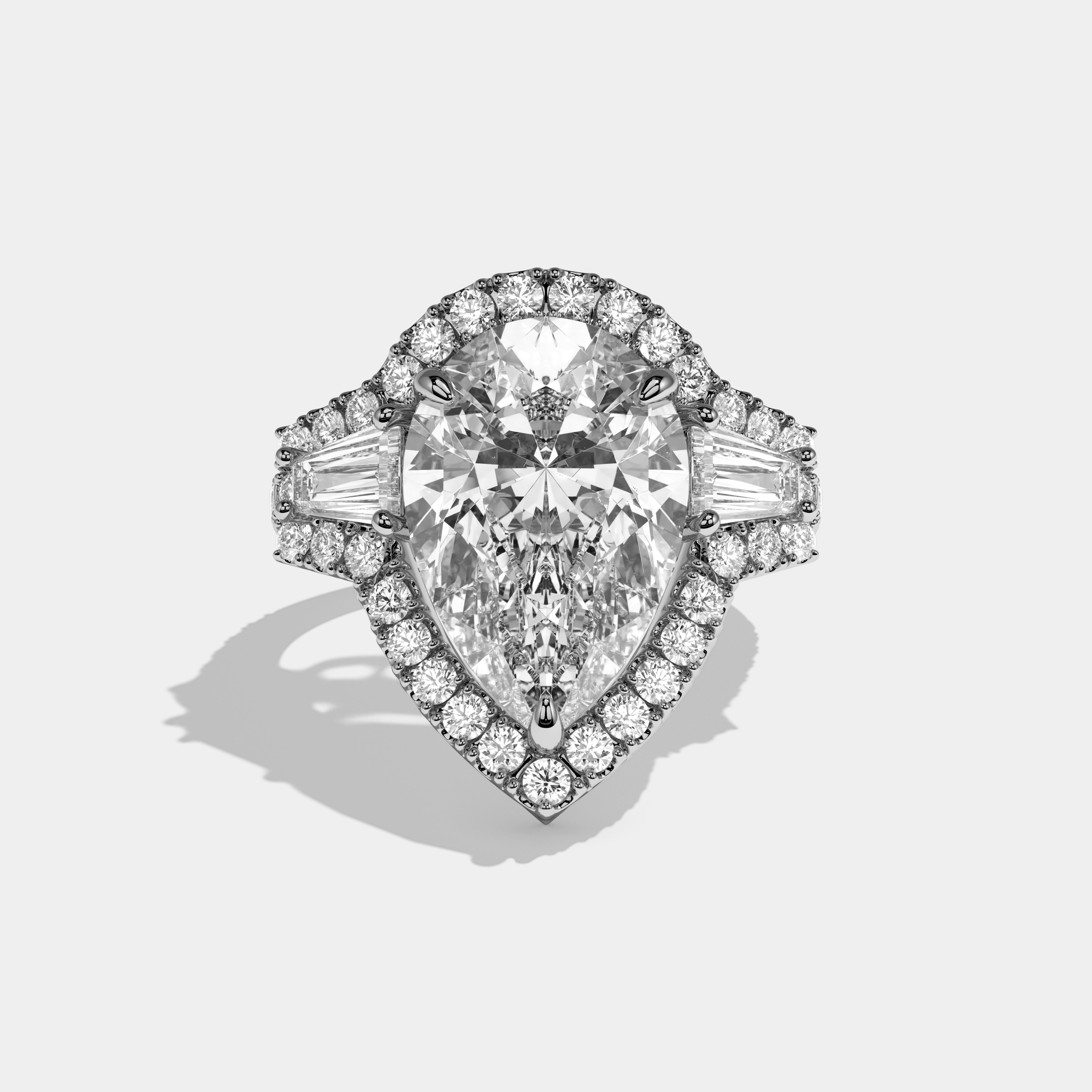 Talia Eclat Pear Cut Diamond Halo Engagement Ring 18.00ct 18K White Gold
