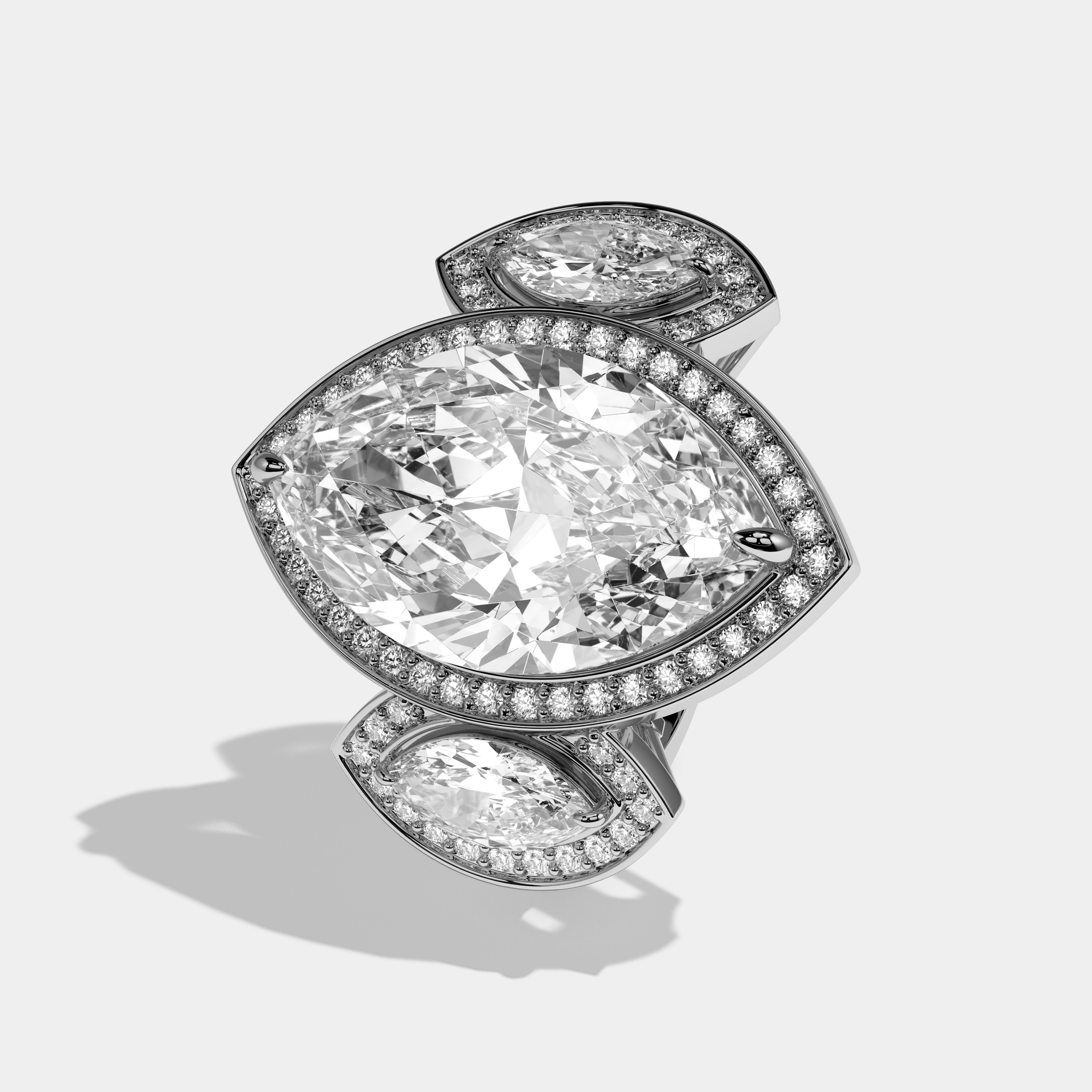 Sarah Marquise Cut Diamond Halo Engagement Ring 25ct 18K White Gold