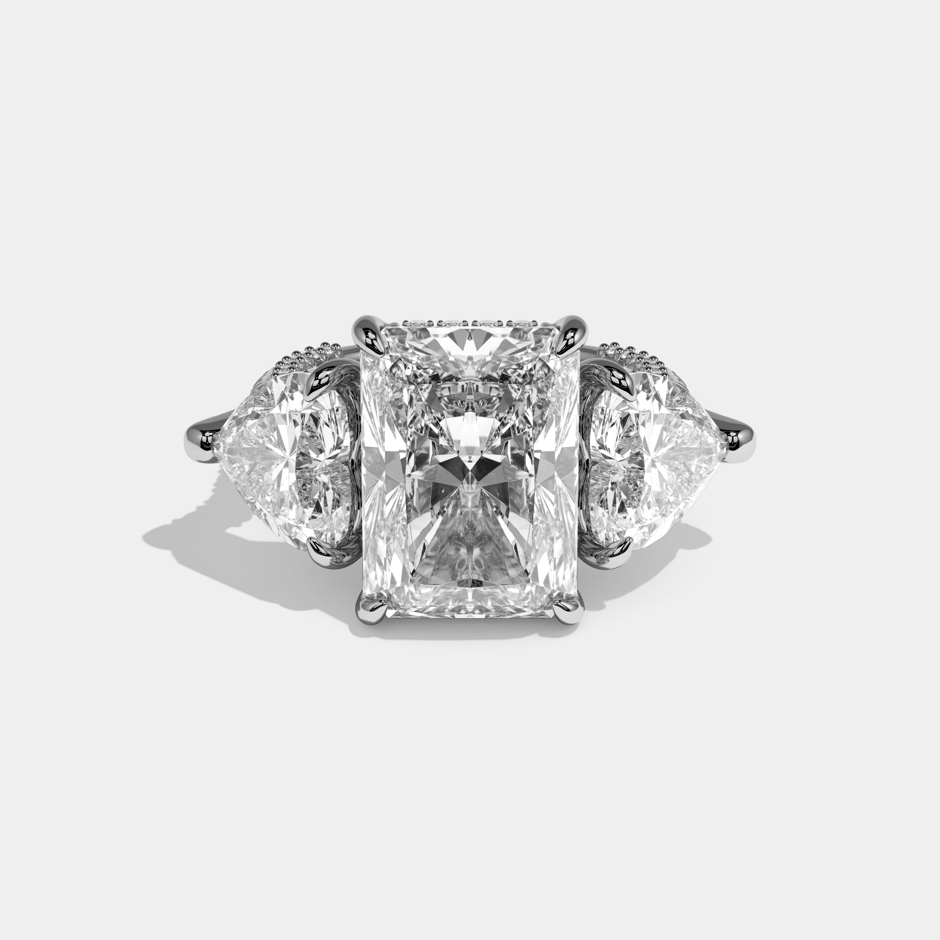 Rachel Eclat Radiant Cut Diamond Halo Engagement Ring 16ct 18K White Gold