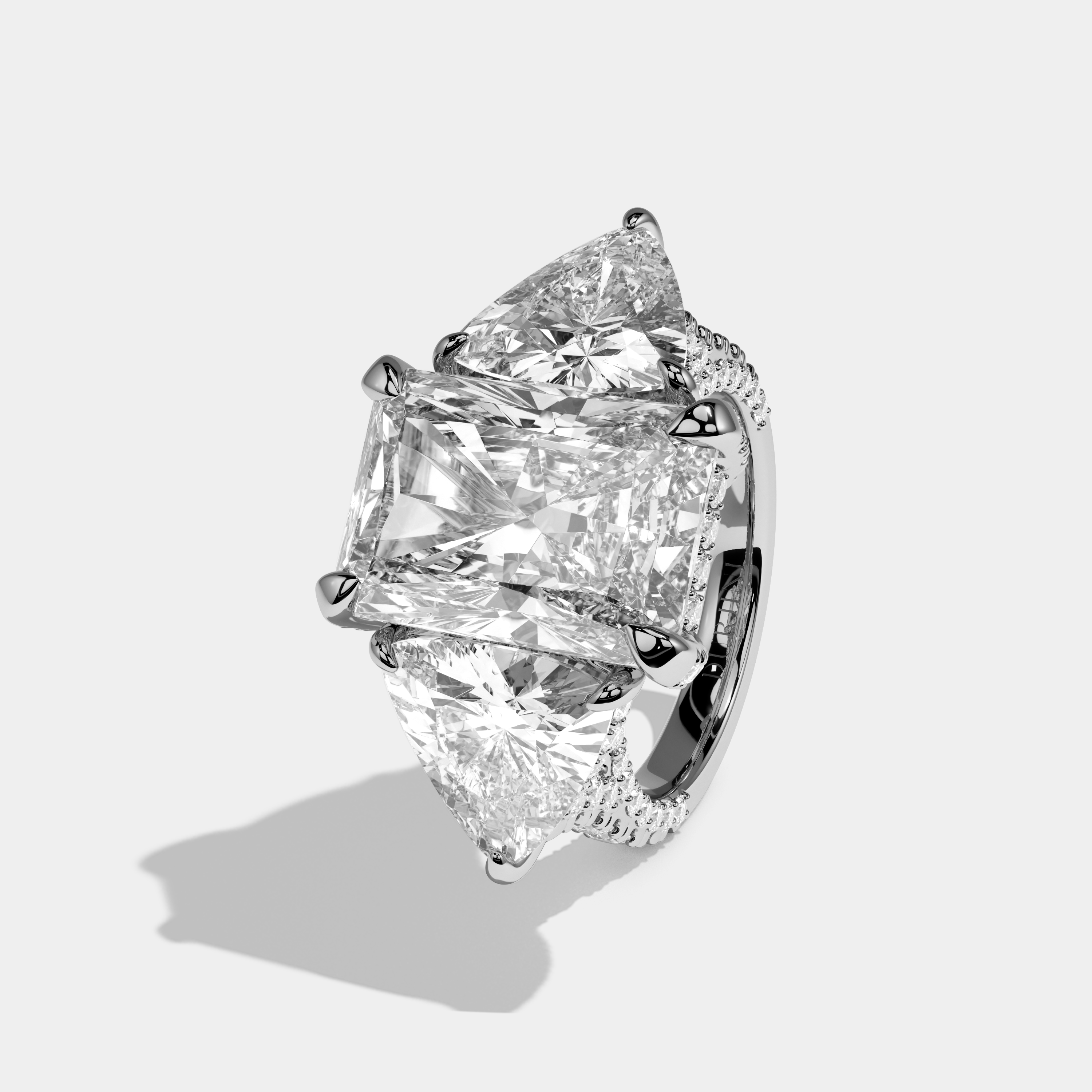 Shoshana Radiant Cut Diamond Engagement Ring 13ct 18K White Gold