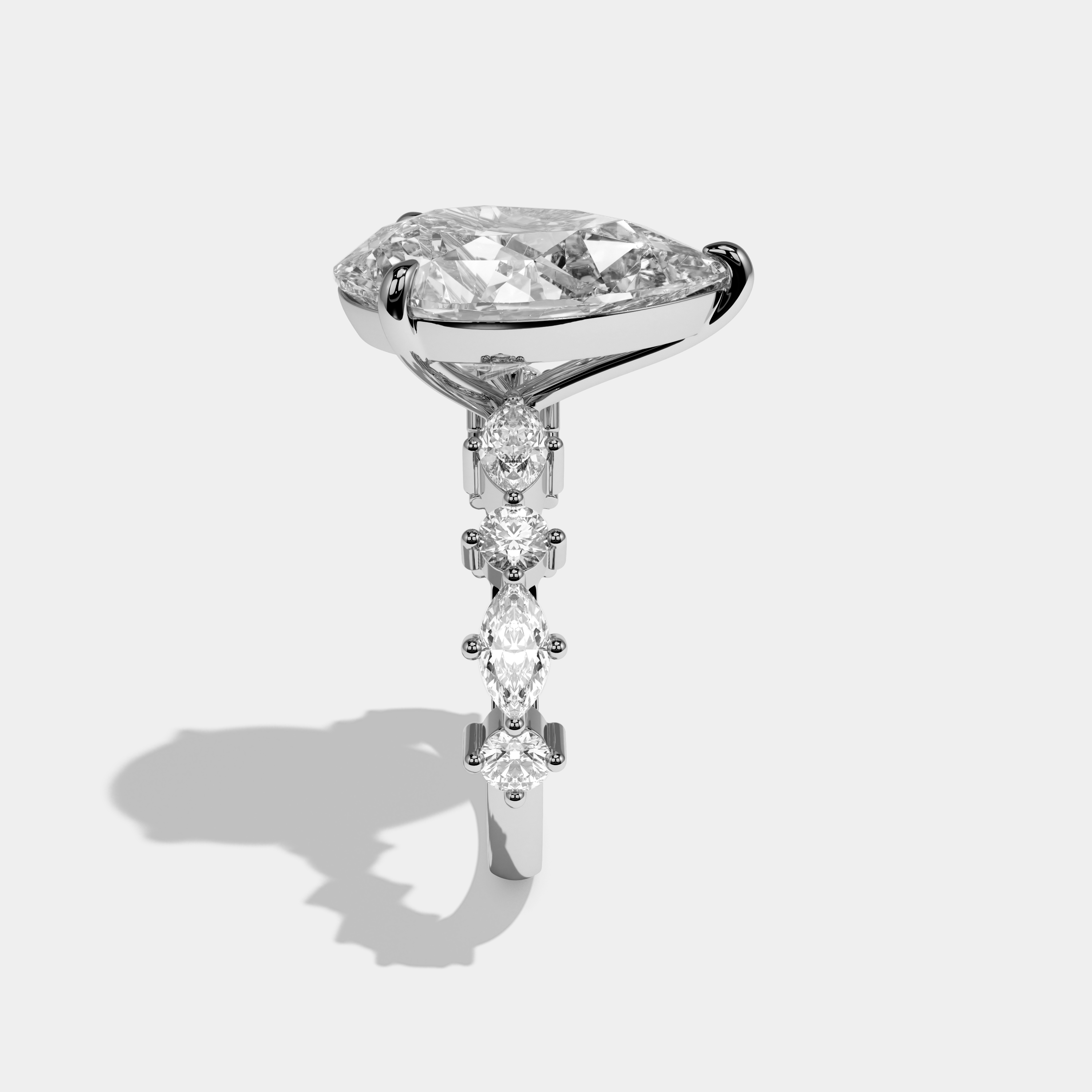 Yael Pear Cut Diamond Engagement Ring 9.00ct 18K White Gold