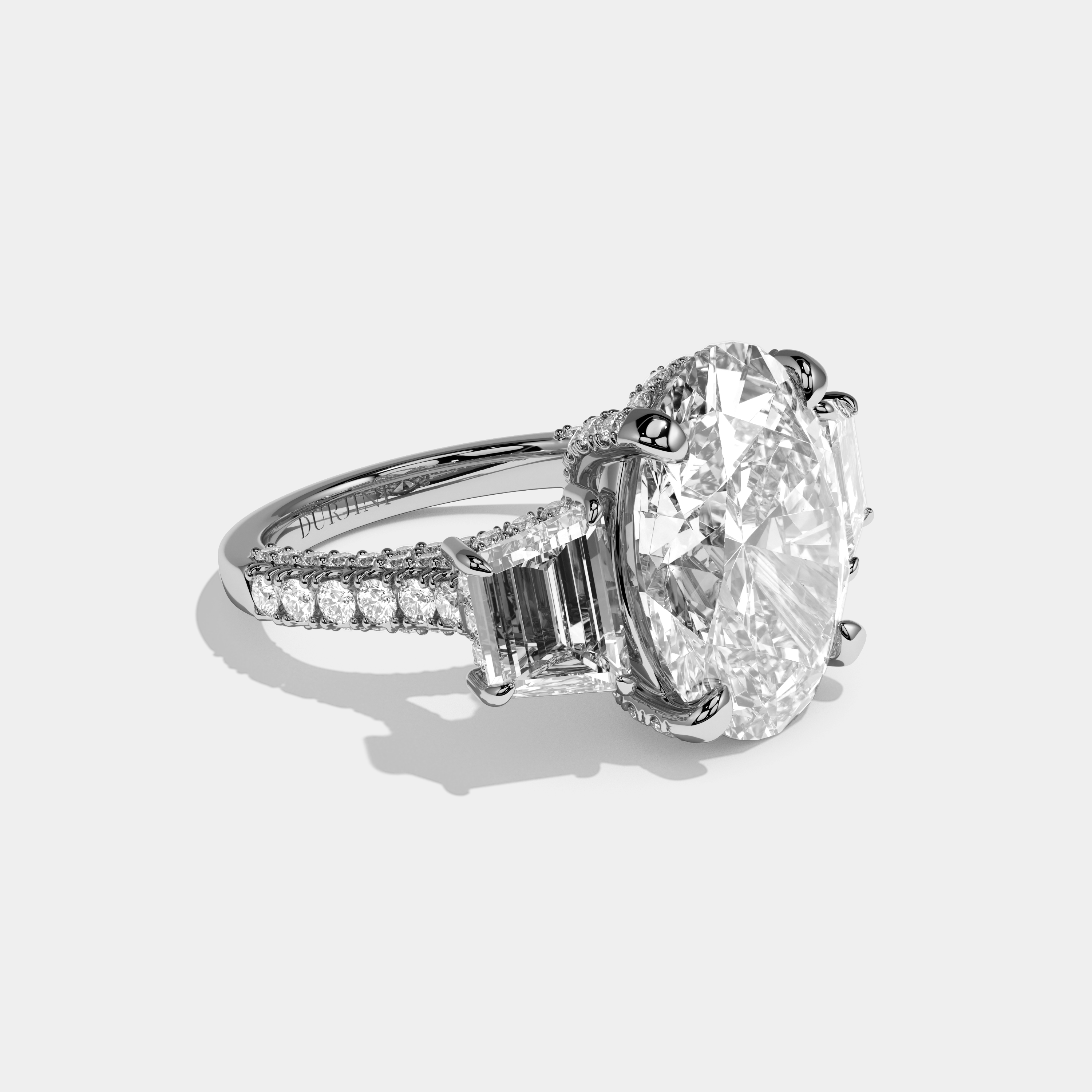 Liora Oval Cut Diamond Halo Engagement Ring 12.0ct 18K White Gold