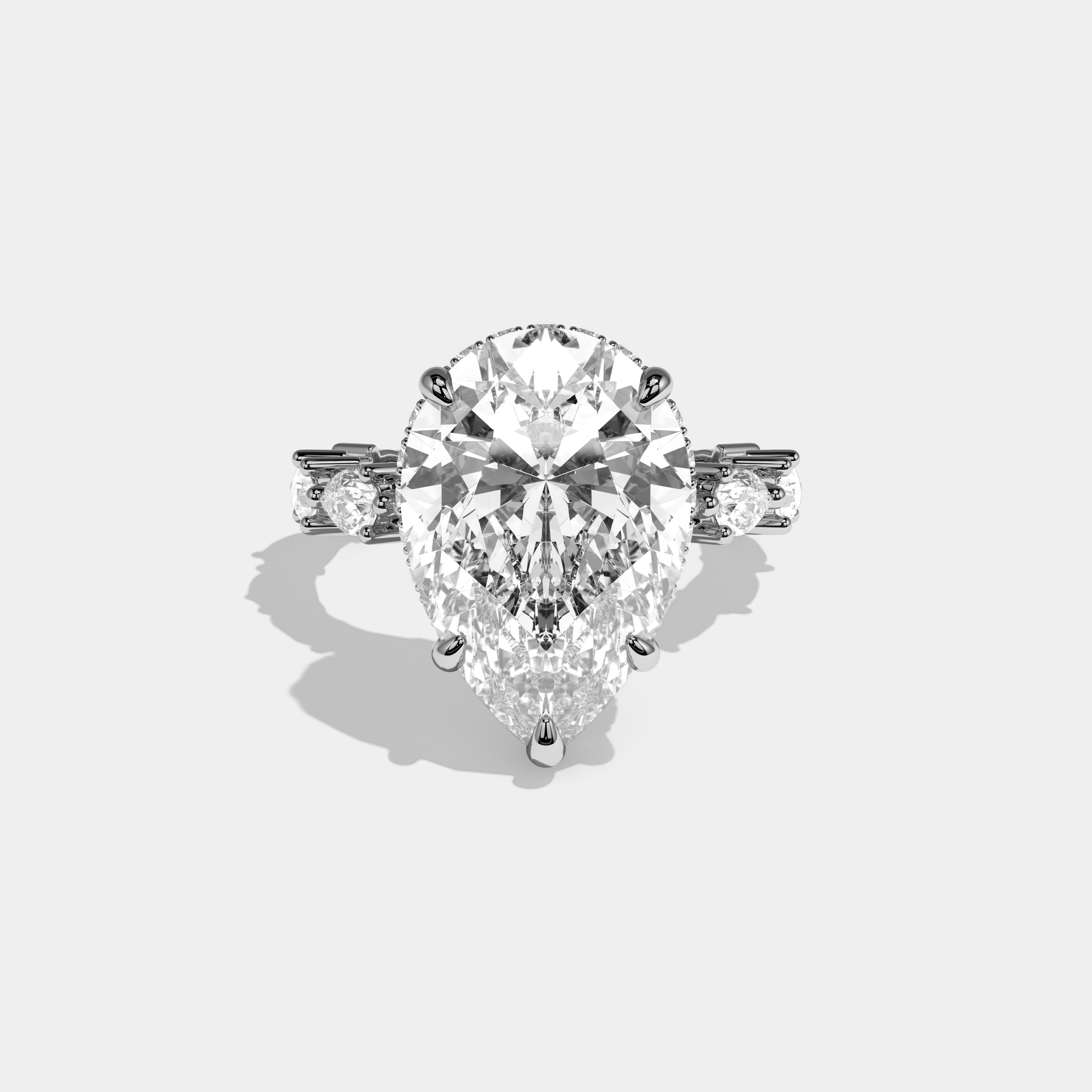 Eleanor Pear Cut Diamond Halo Engagement Ring 10.0ct 18K White Gold