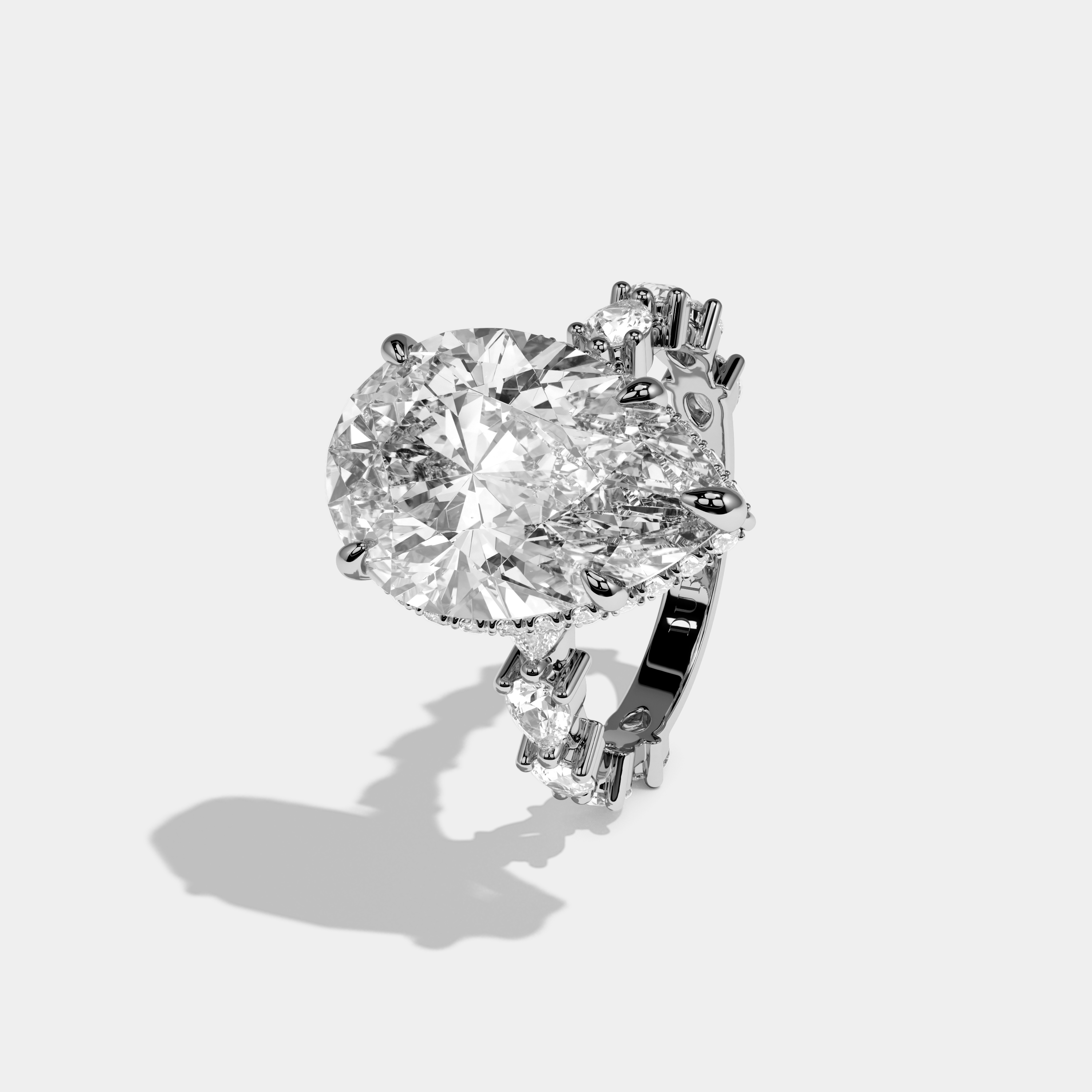 Eleanor Pear Cut Diamond Halo Engagement Ring 10.0ct 18K White Gold