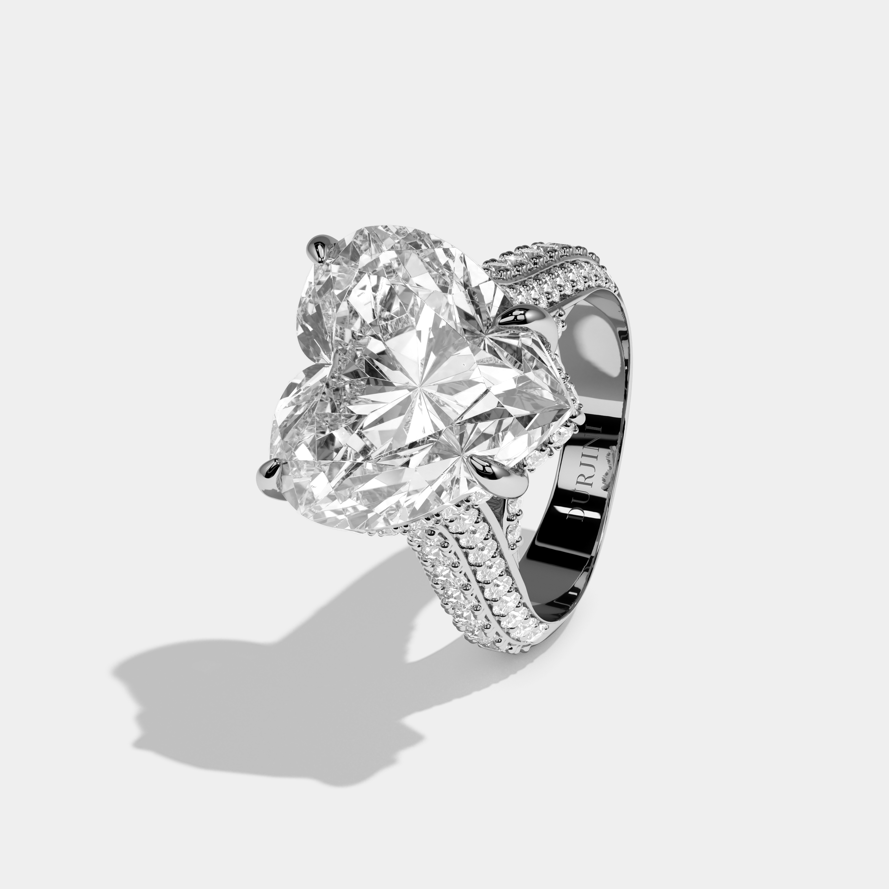 Mary Heart Cut Diamond Halo Engagement Ring 10.0ct 18K White Gold