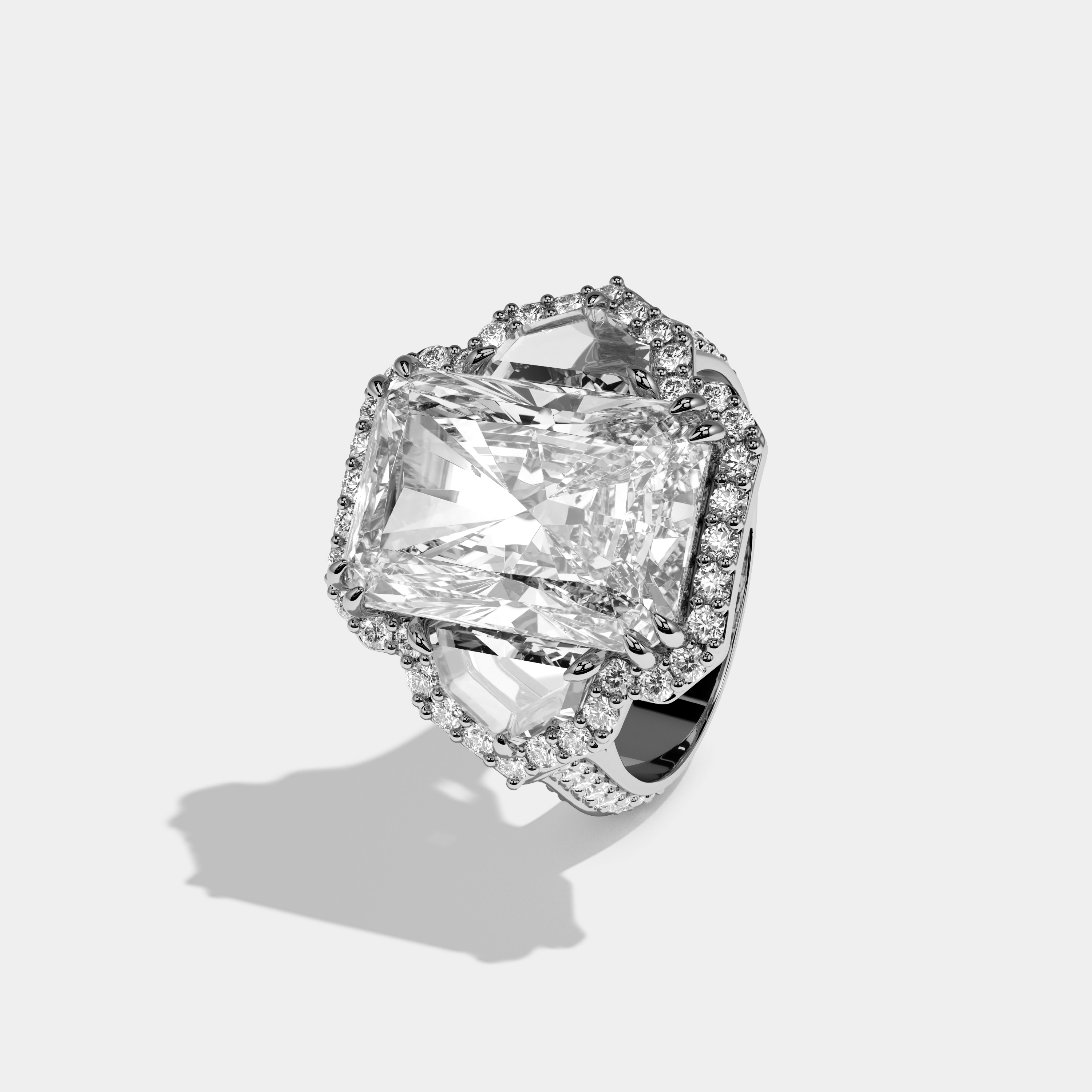 Isla Radiant Cut Diamond Halo Engagement Ring 12ct 18K White Gold