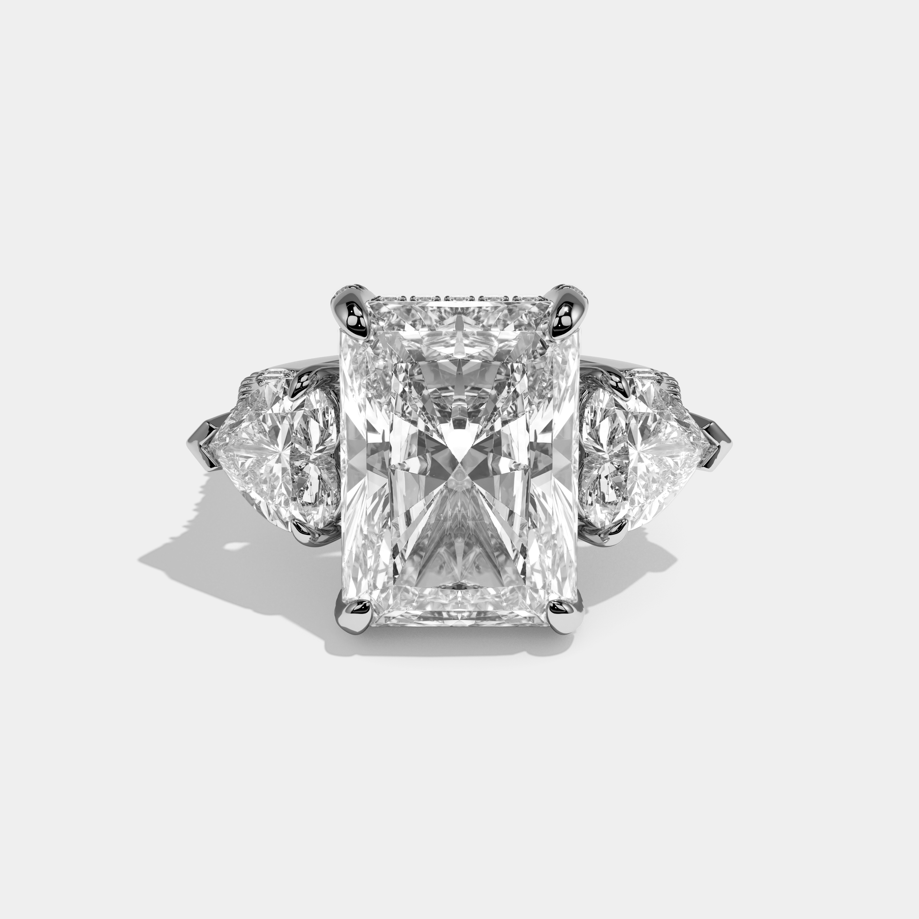 Clementine Radiant Cut Diamond Halo Engagement Ring 11ct 18K White Gold