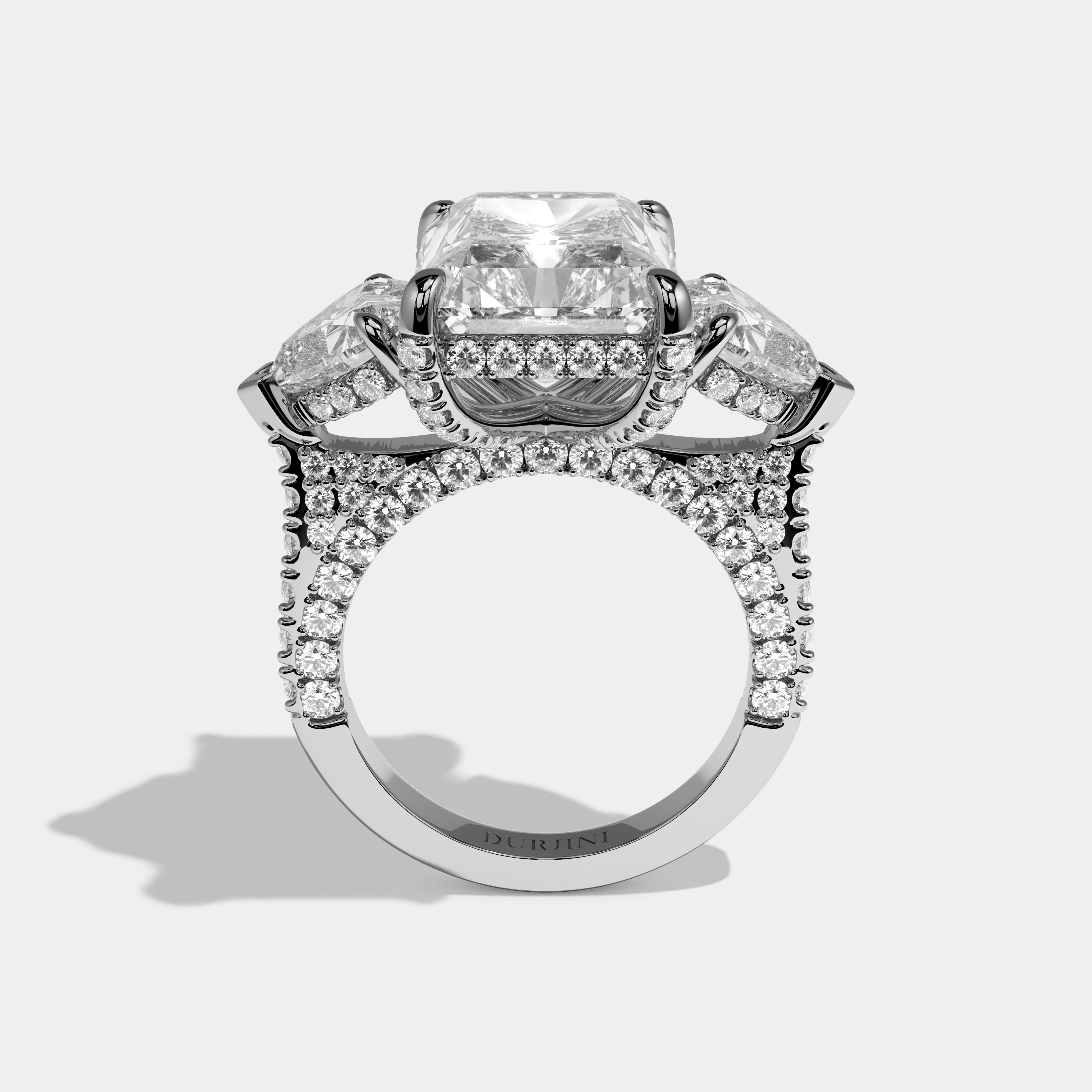 Clementine Radiant Cut Diamond Halo Engagement Ring 11ct 18K White Gold