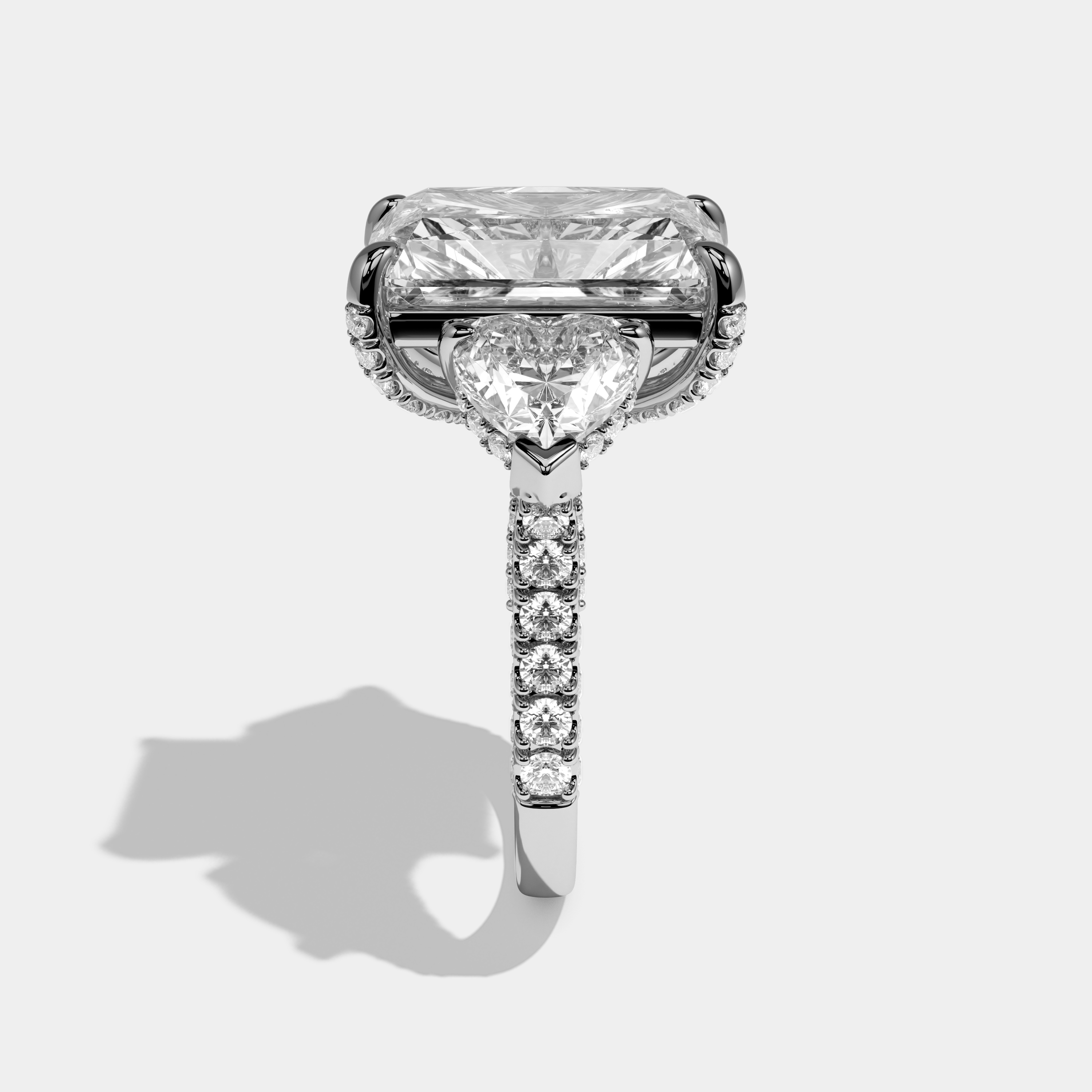 Clementine Radiant Cut Diamond Halo Engagement Ring 11ct 18K White Gold