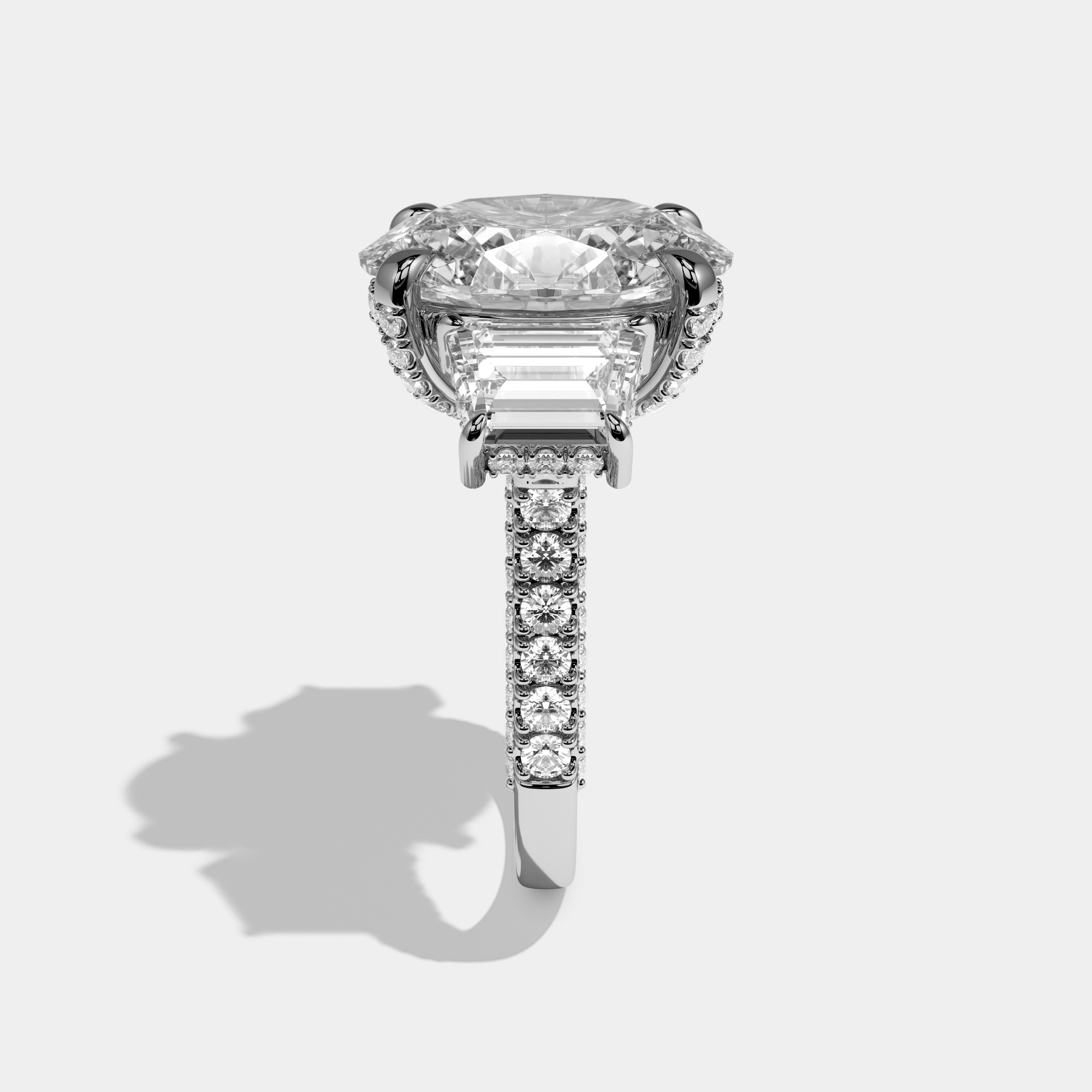 Emmeline Oval Brilliant Cut Diamond Halo Engagement Ring 12ct 18K White Gold