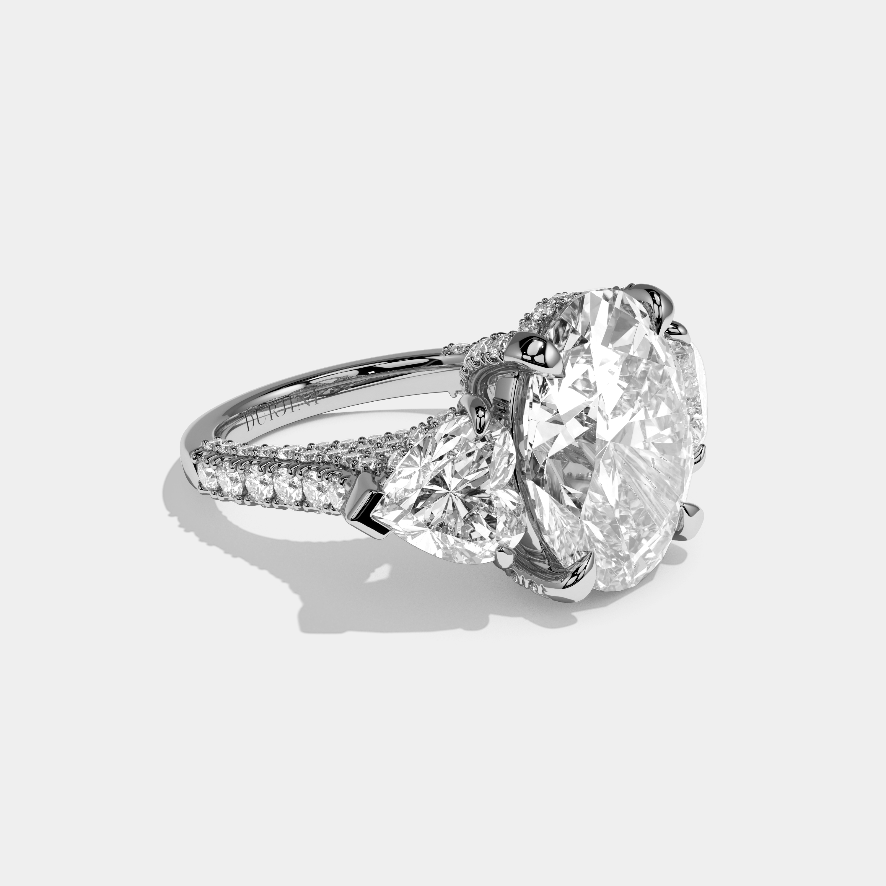 Constance Oval Cut Diamond Halo Engagement Ring 13.5ct 18K White Gold
