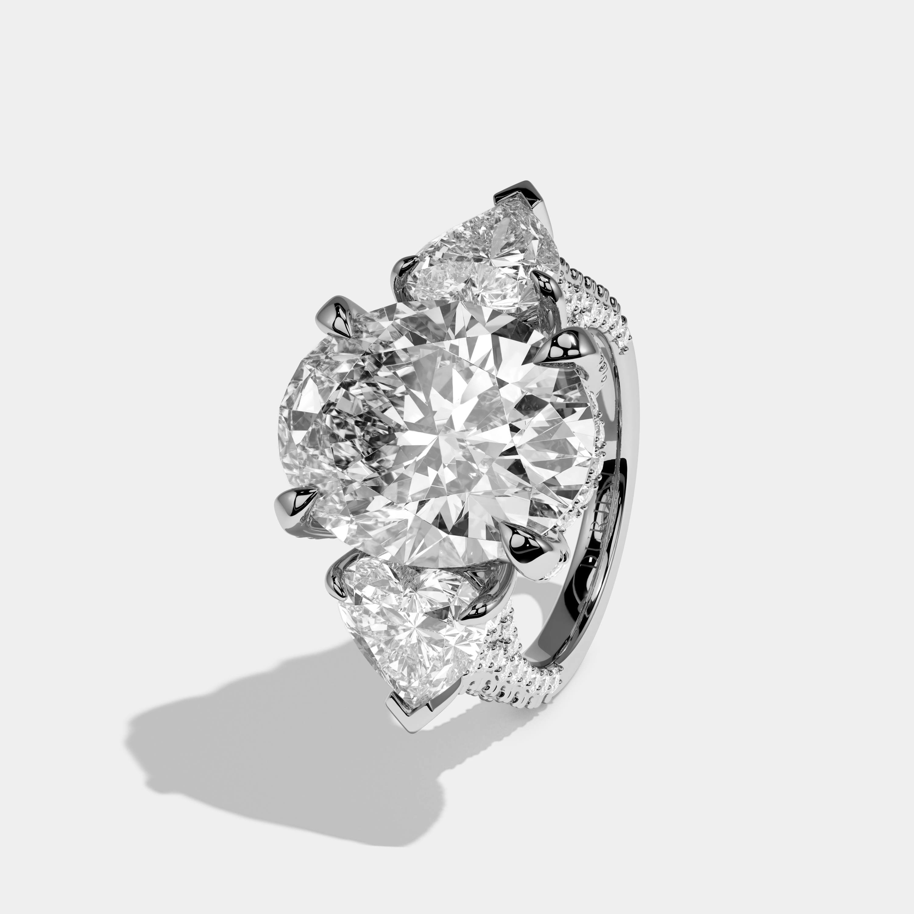 Constance Oval Cut Diamond Halo Engagement Ring 13.5ct 18K White Gold