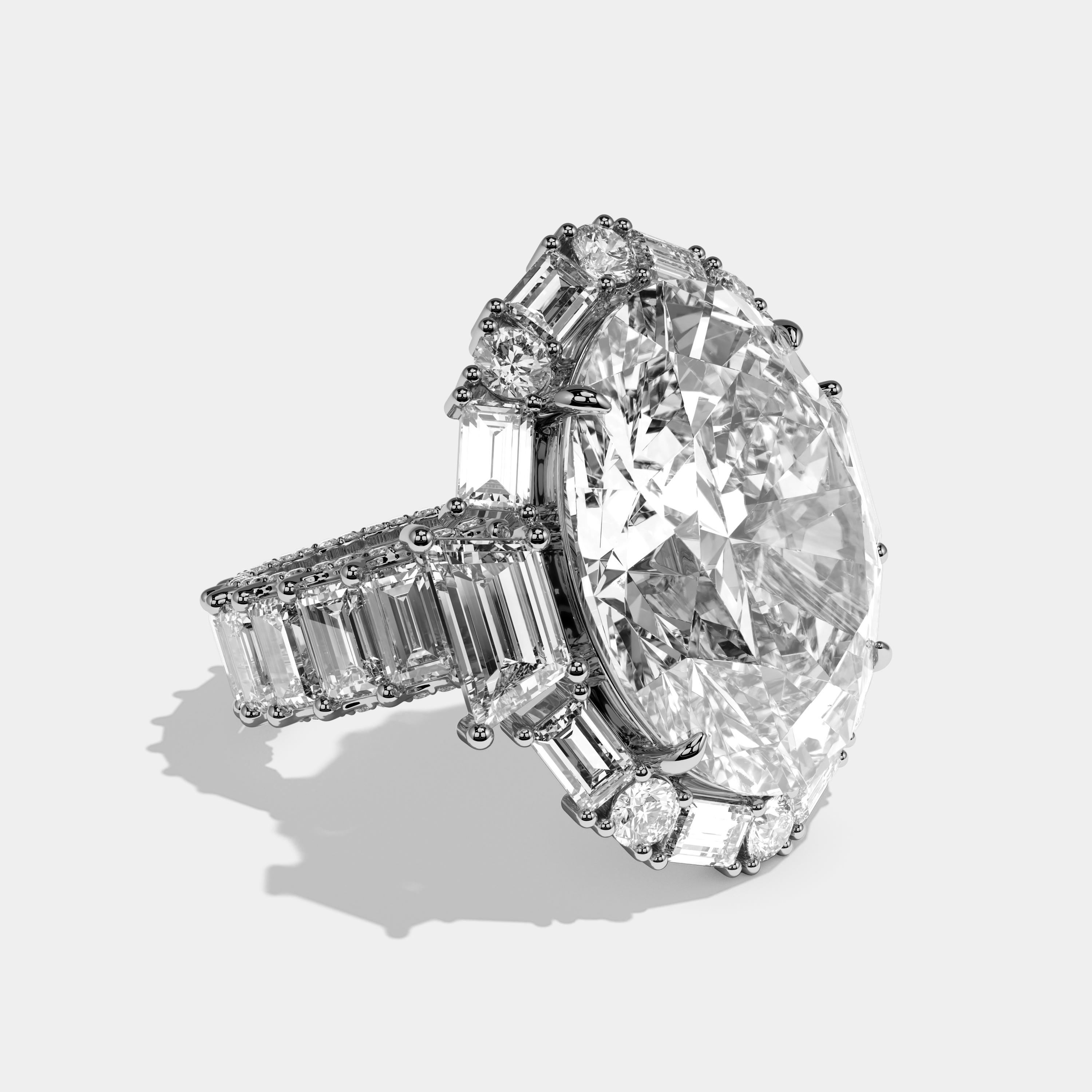 Constance Éclat Diamond Oval Halo Engagement Ring 18K White Gold 50.00ct
