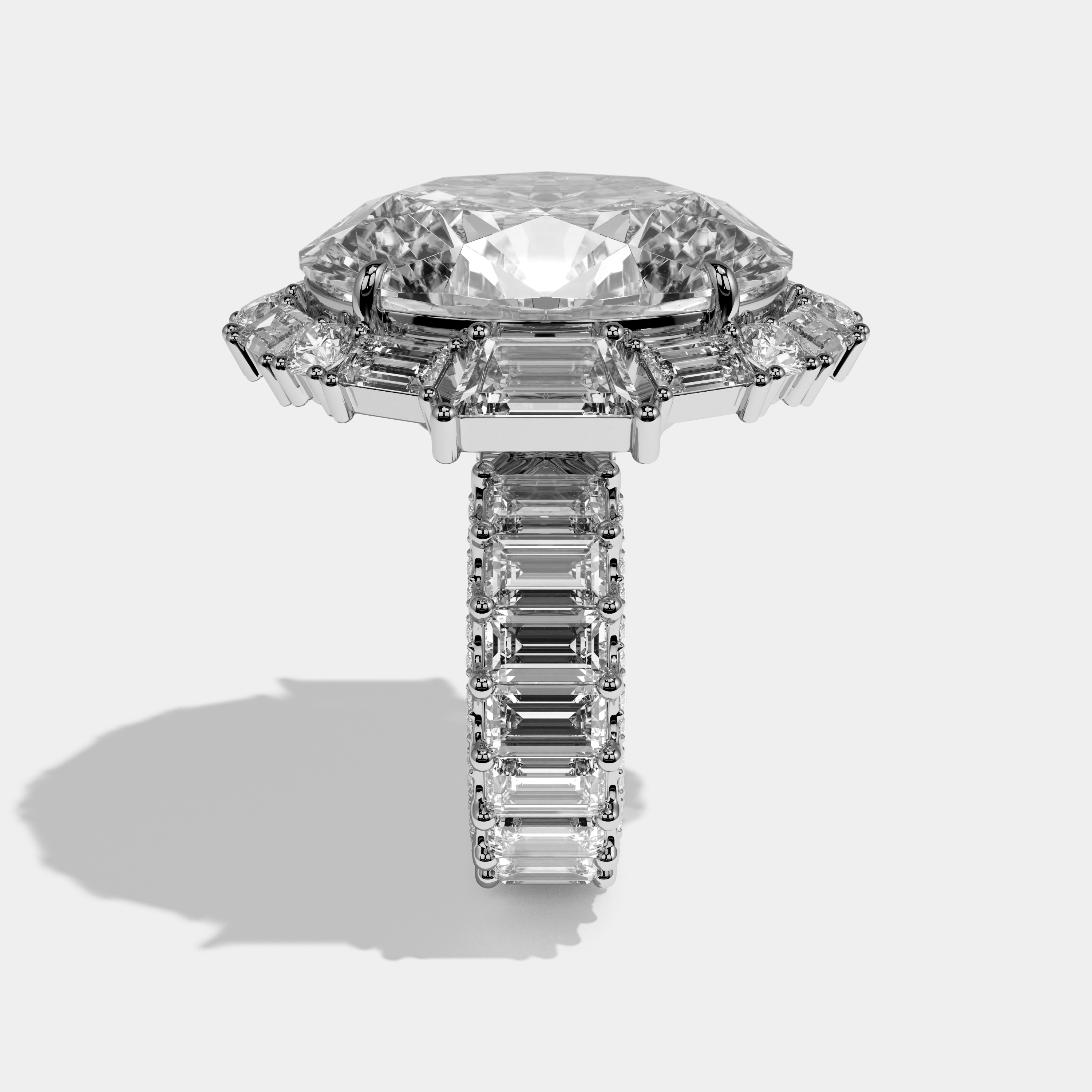 Constance Éclat Diamond Oval Halo Engagement Ring 18K White Gold 50.00ct