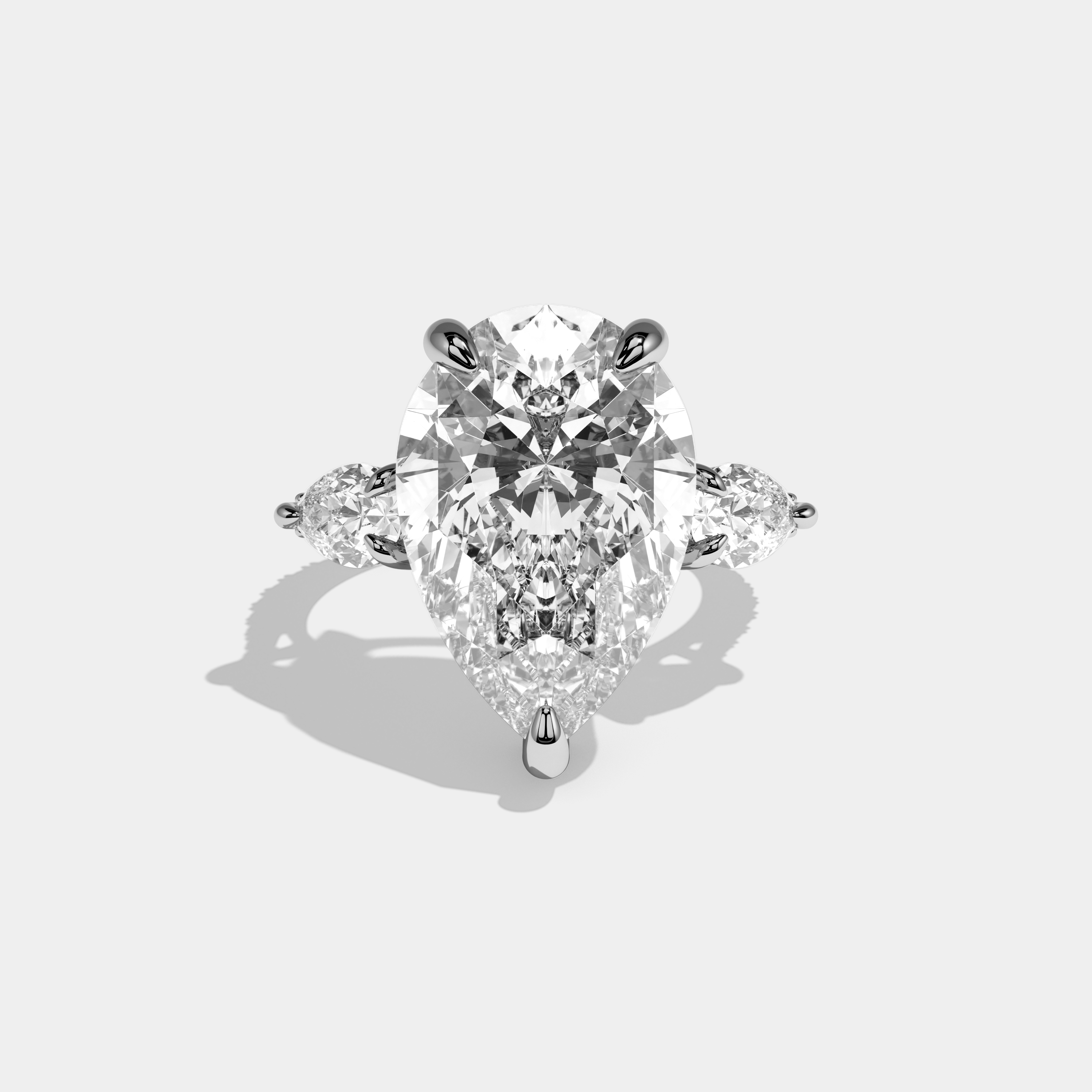 Rose Pear Cut Diamond Halo Engagement Ring 12ct 18K White Gold