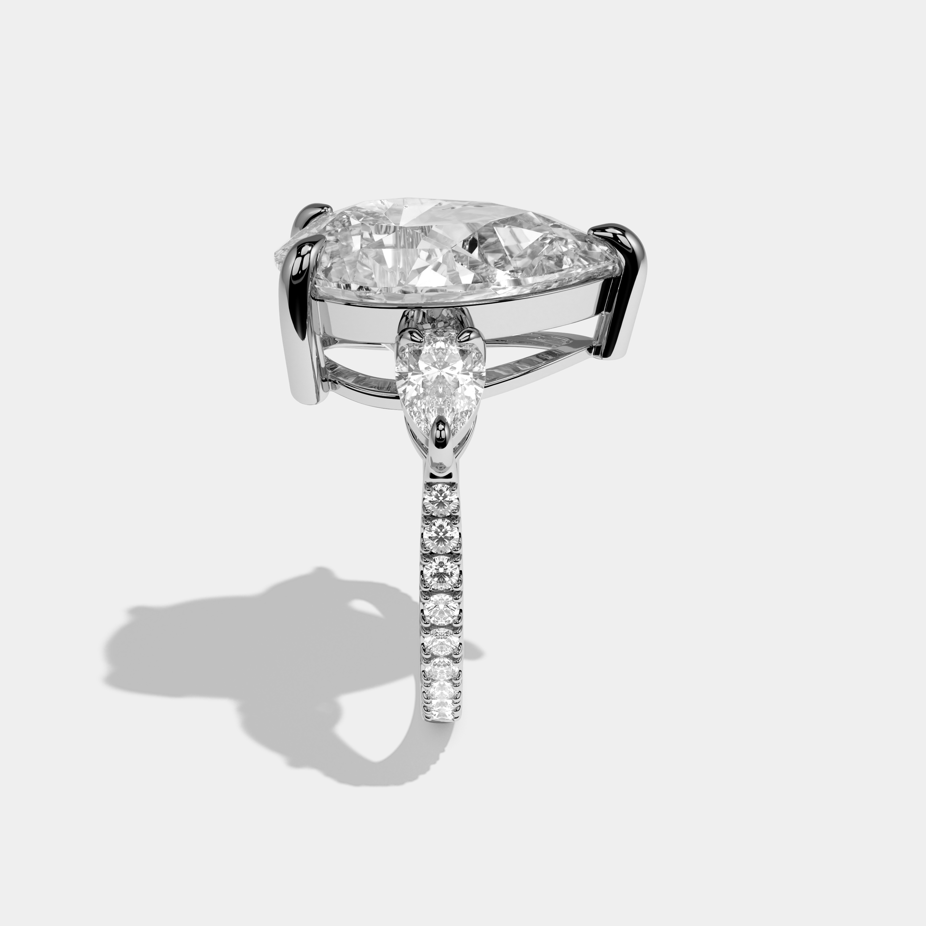 Rose Pear Cut Diamond Halo Engagement Ring 12ct 18K White Gold