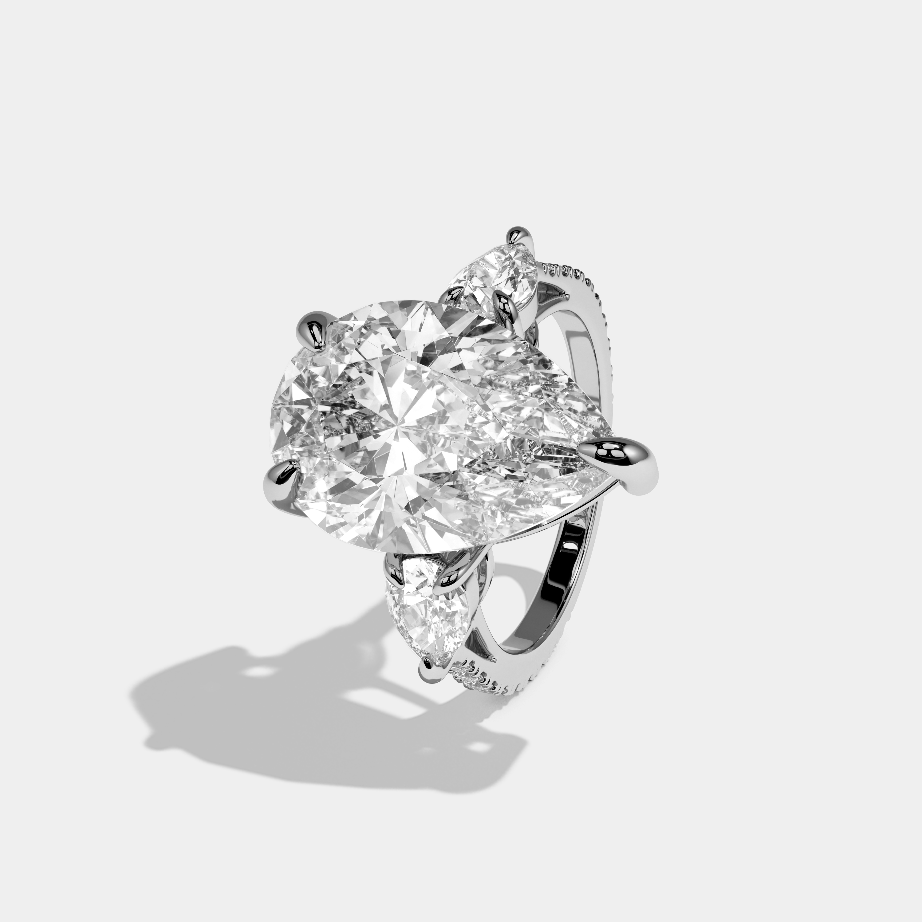 Rose Pear Cut Diamond Halo Engagement Ring 12ct 18K White Gold