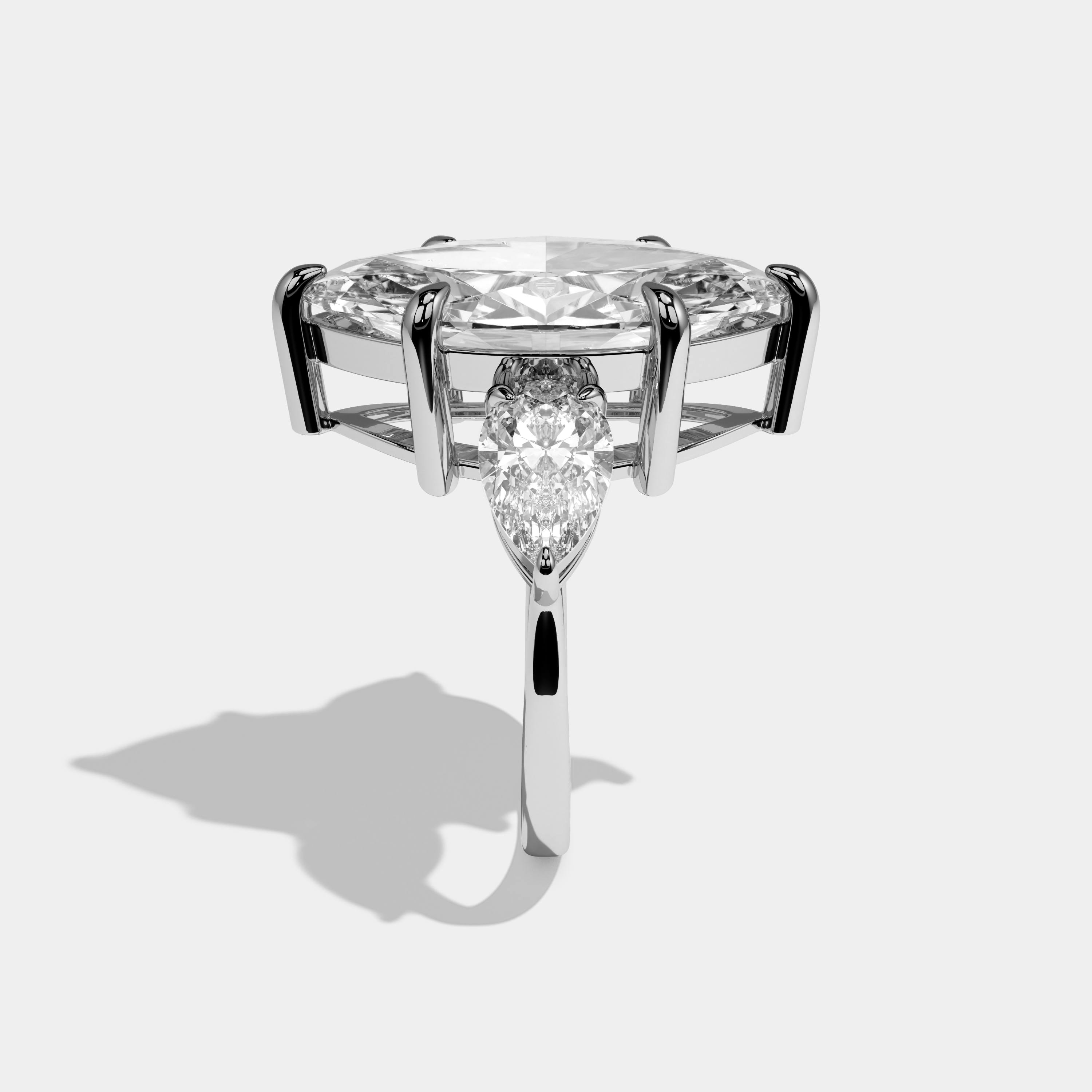 Ruby Etoile Marquise Cut Diamond Halo Engagement Ring 12ct 18K White Gold