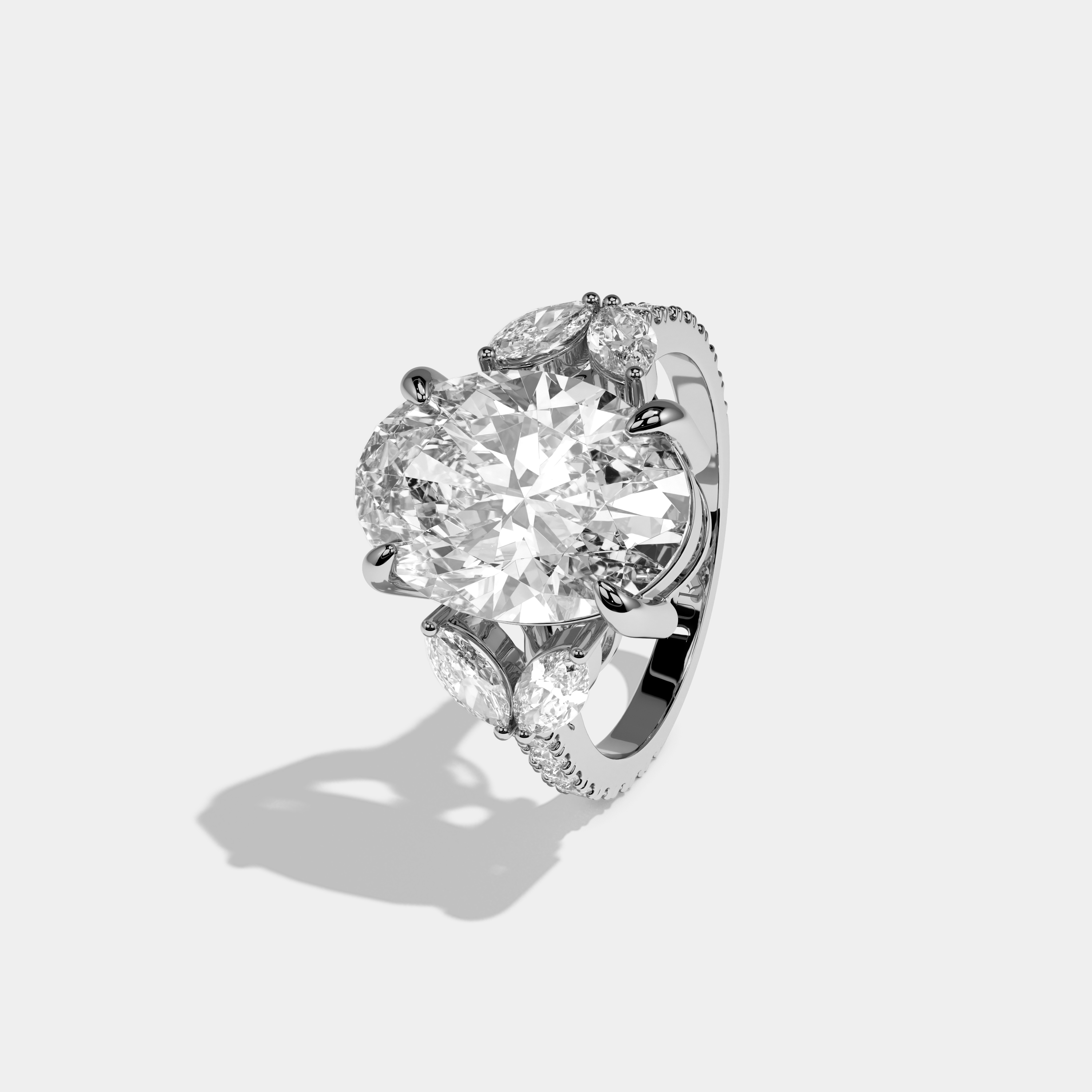 Millie Oval Cut Diamond Engagement Ring 10ct 18K White Gold