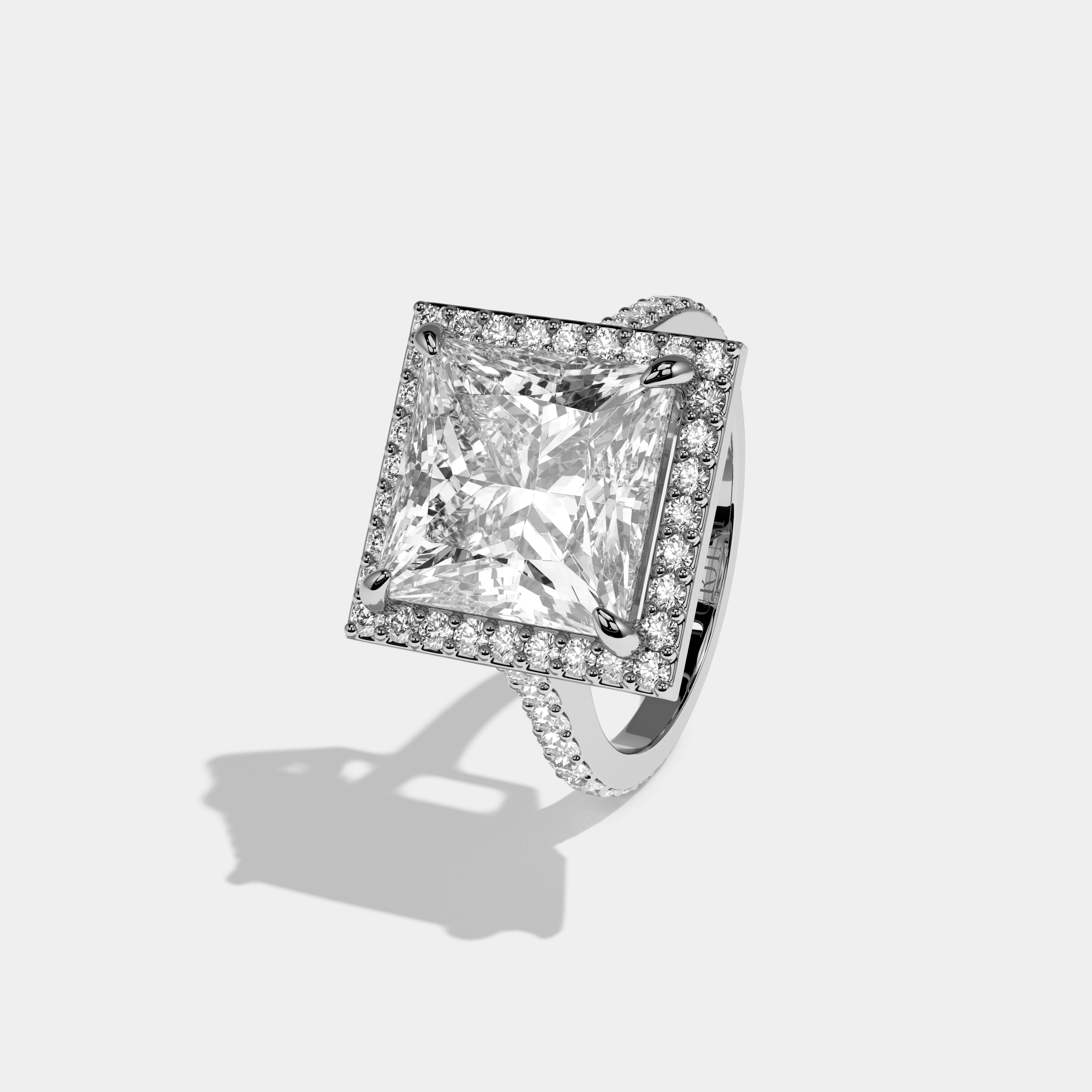 Zara Princess Cut Diamond Halo Engagement Ring 12ct 18K White Gold