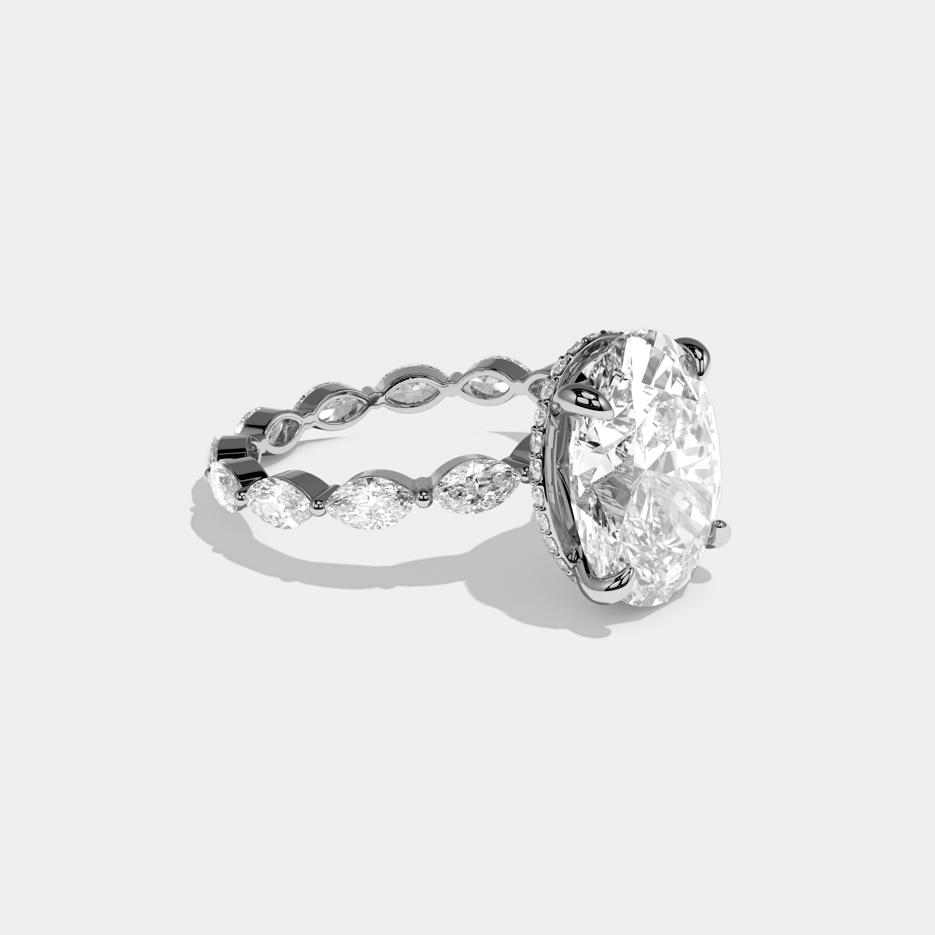 Georgiana Oval Cut Diamond Engagement Ring 10ct 18K White Gold