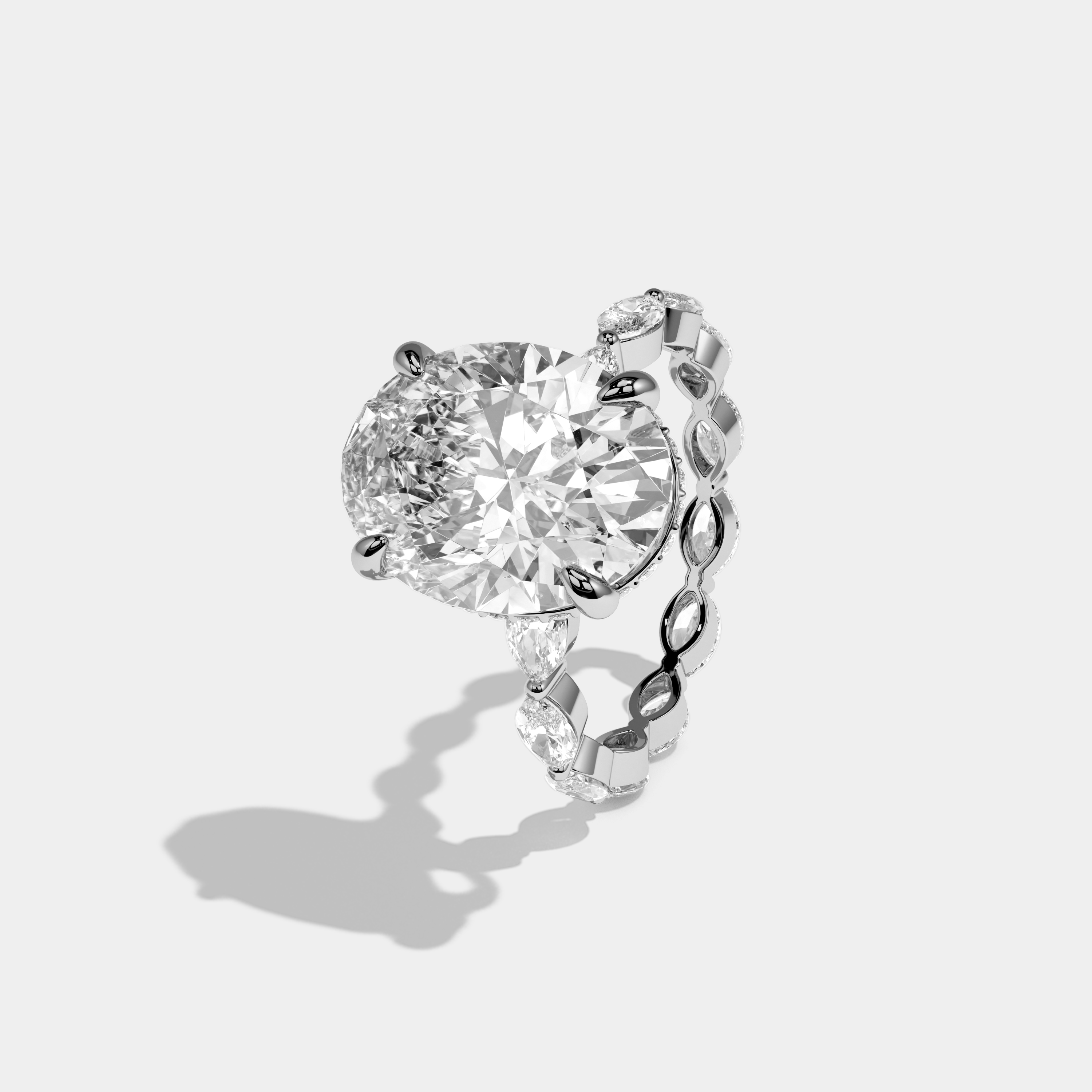 Georgiana Oval Cut Diamond Engagement Ring 10ct 18K White Gold