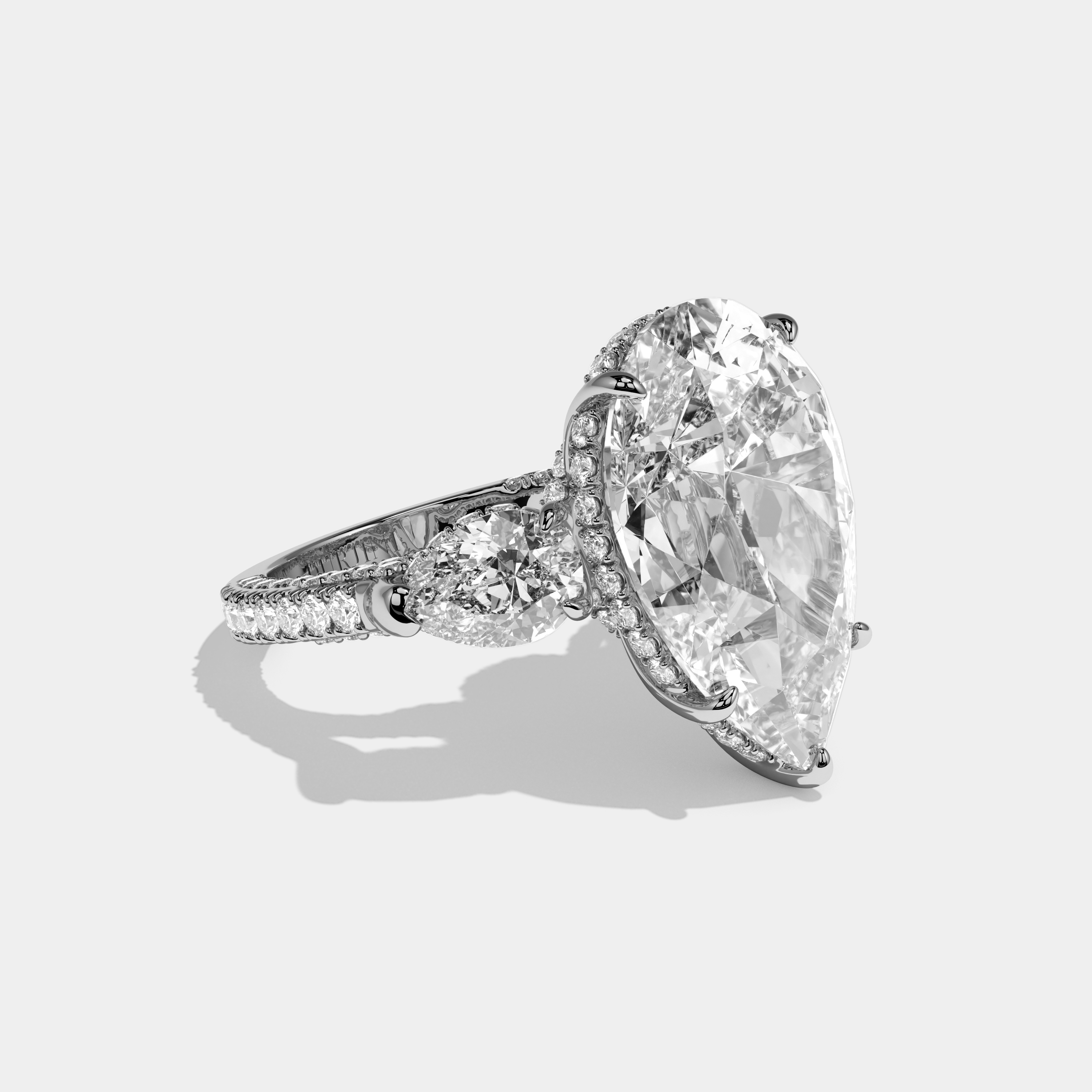 Bianca Pear Cut Diamond Halo Engagement Ring 10ct 18K White Gold