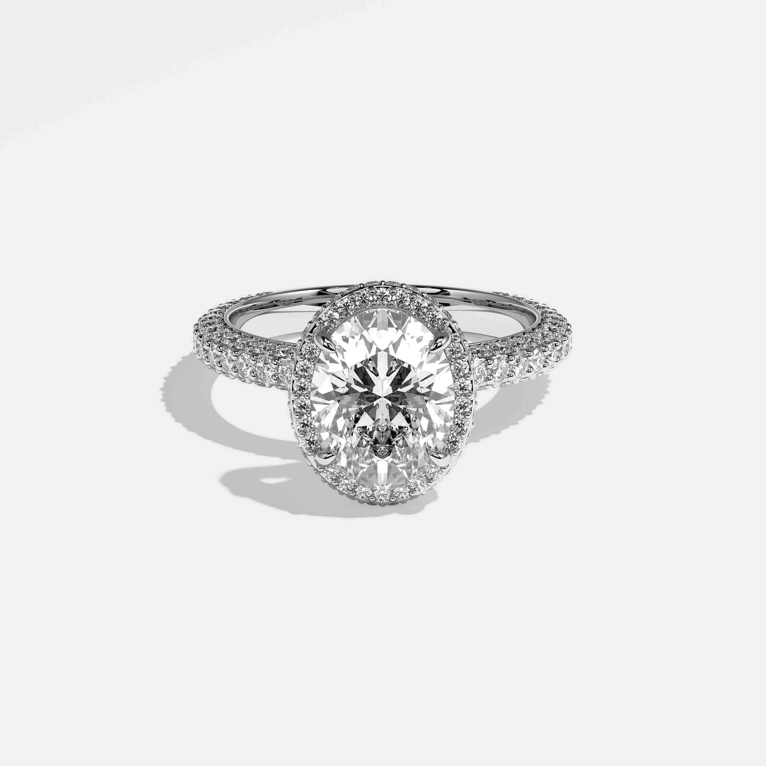 Amelia Diamond Oval Halo Engagement Ring 18K White Gold 4.00ct