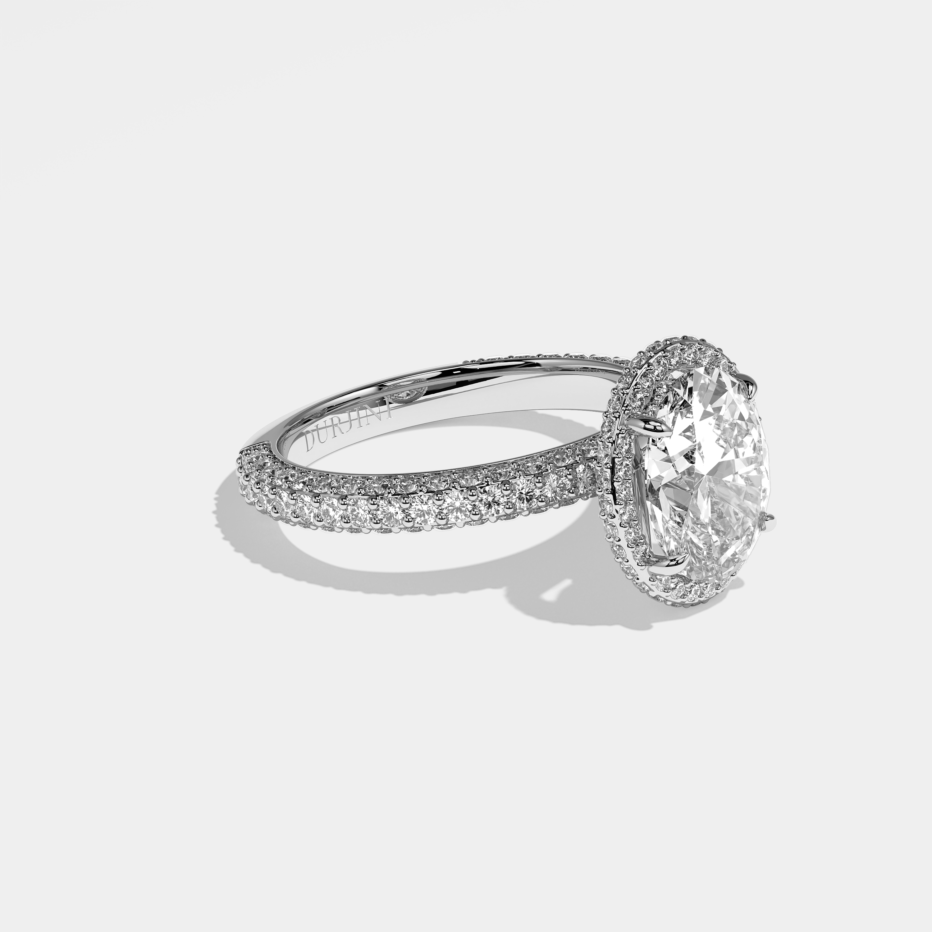 Amelia Diamond Oval Halo Engagement Ring 18K White Gold 4.00ct