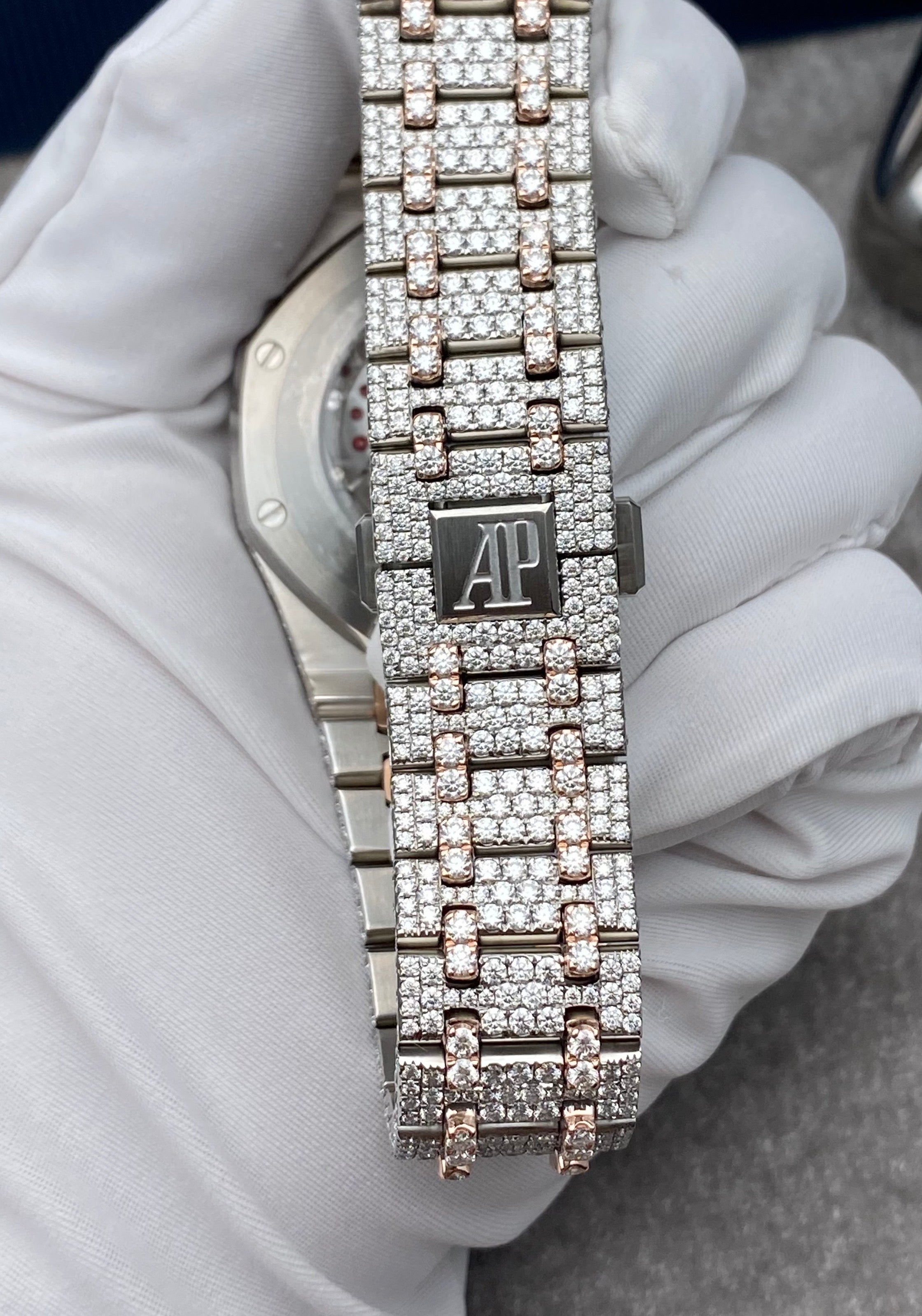 Customised Audemars Piguet Royal Oak 15400OR 41mm Arabic Diamond Dial Two Tone Watch