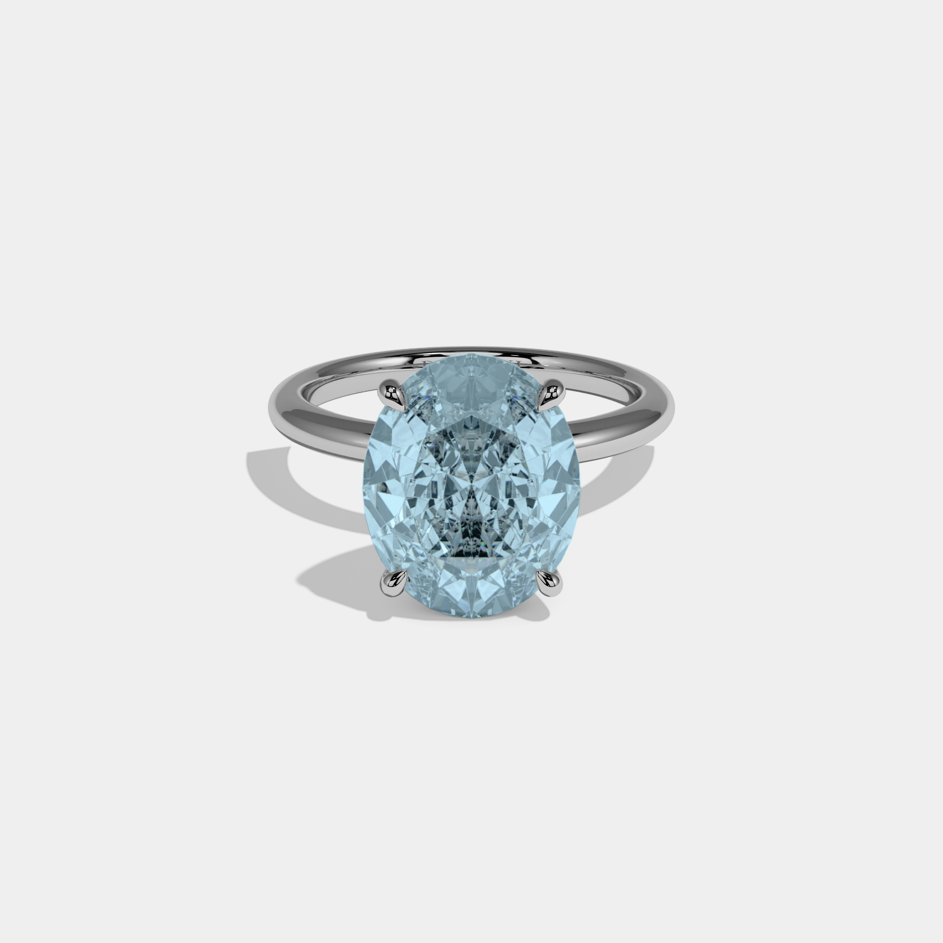 Margaret Fancy Light Blue Oval Cut Diamond Plain Band Engagement Ring 6.5ct 18K White Gold