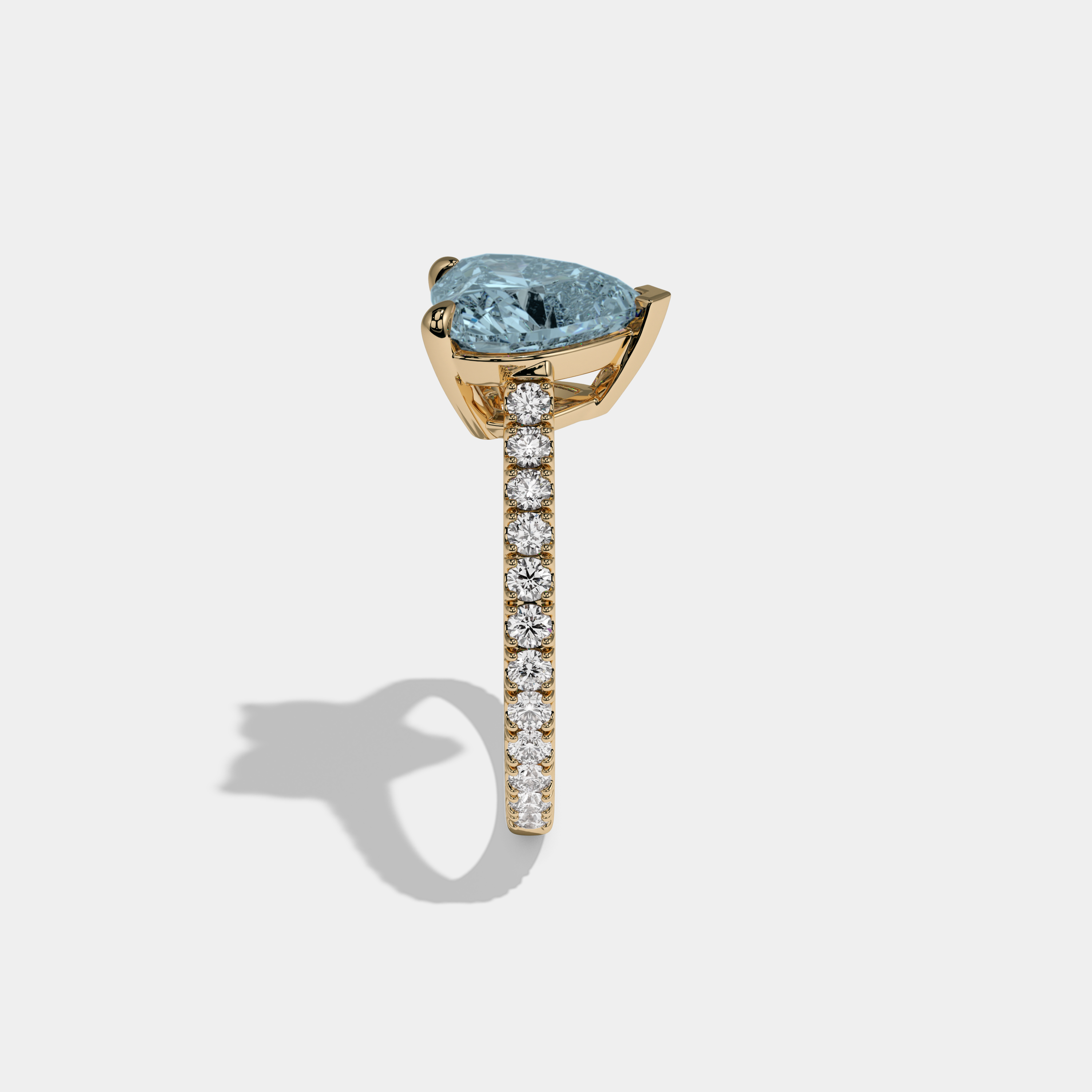 Caroline Fancy Light Blue Heart Cut Diamond Engagement Ring 7ct 18K Yellow Gold