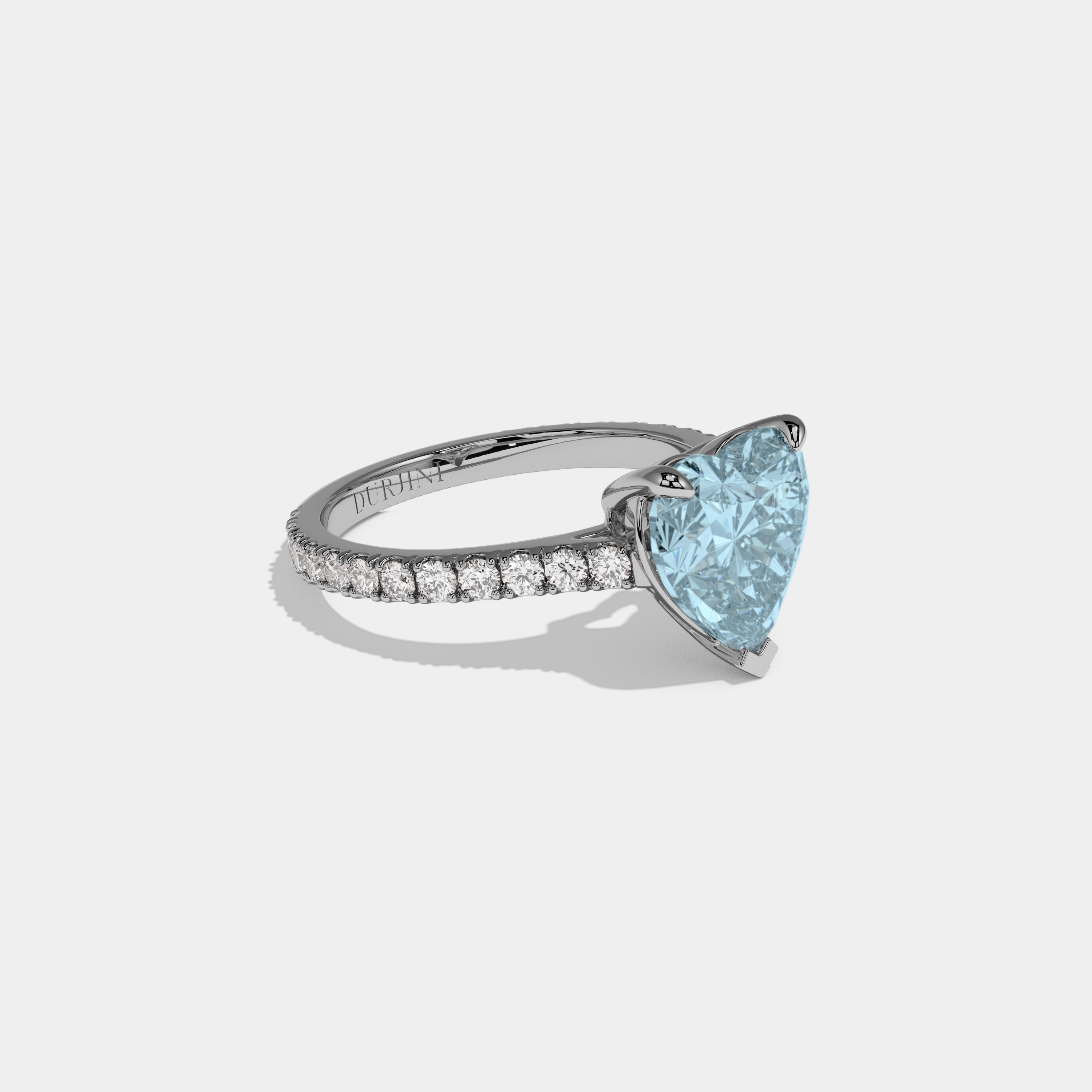 Margaret Fancy Light Blue Heart Cut Diamond Engagement Ring 7ct 18K White Gold