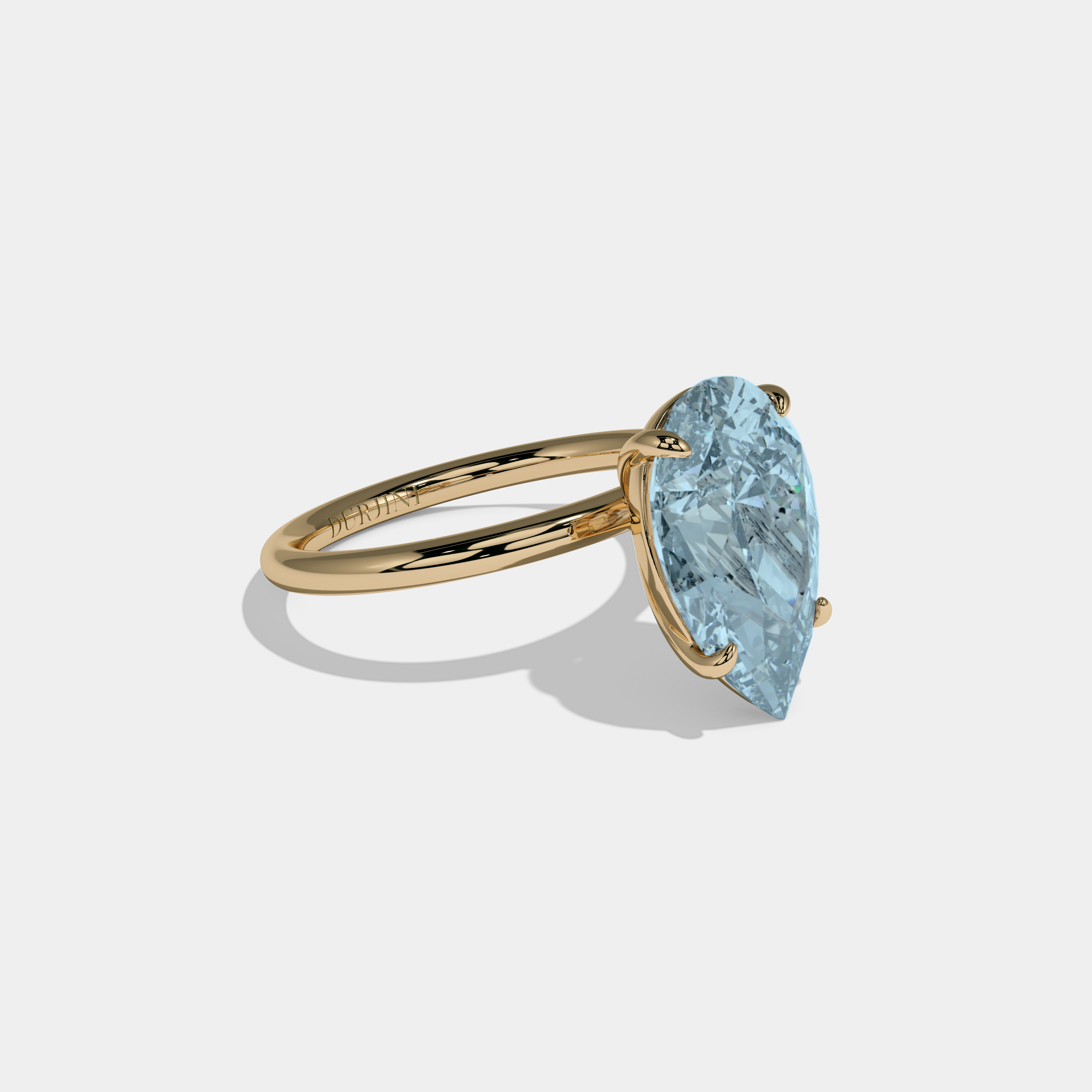 Anne Fancy Light Blue Pear Cut Diamond Plain Band Engagement Ring 6ct 18K Yellow Gold