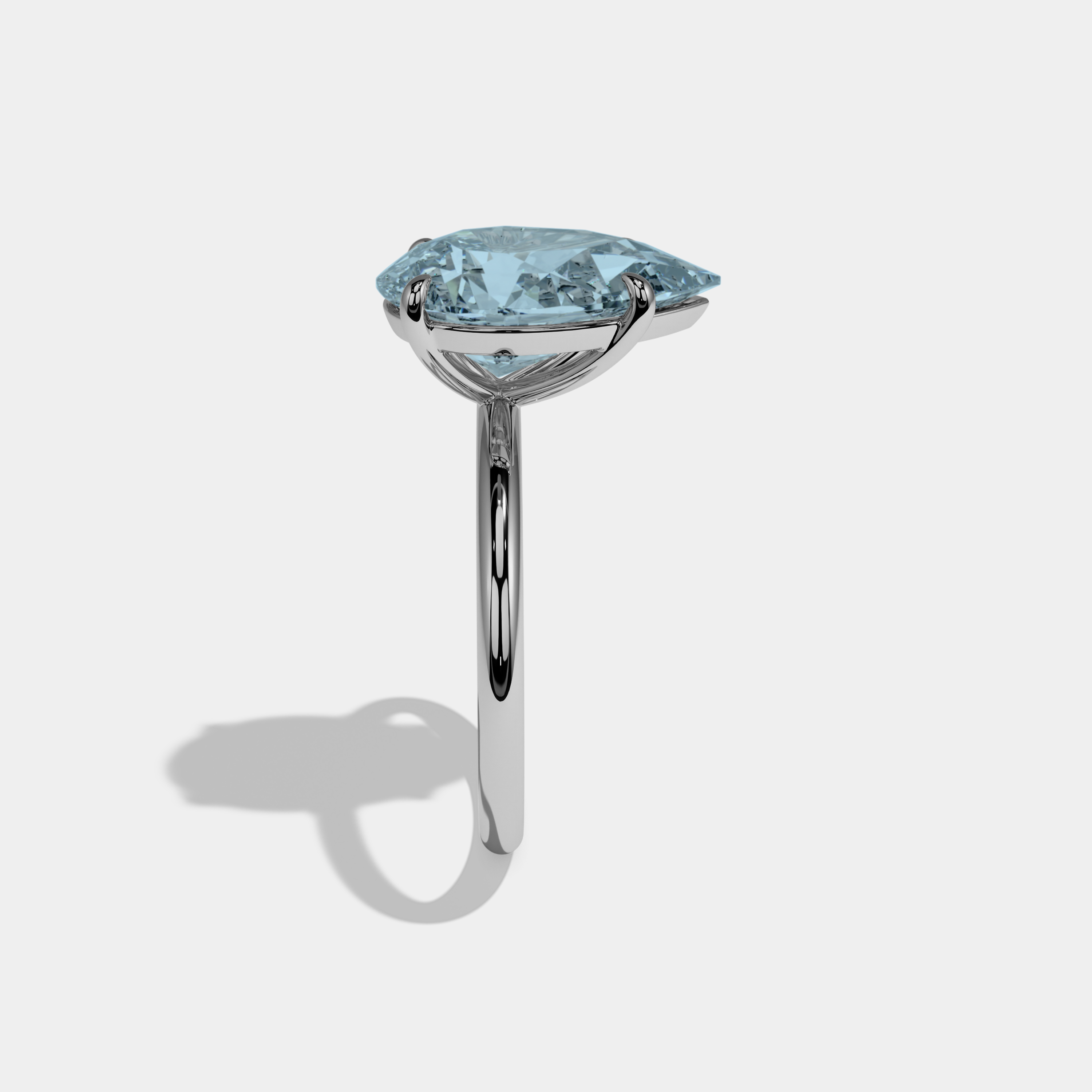 Mary Fancy Light Blue Pear Cut Diamond Plain Band Engagement Ring 6ct 18K White Gold