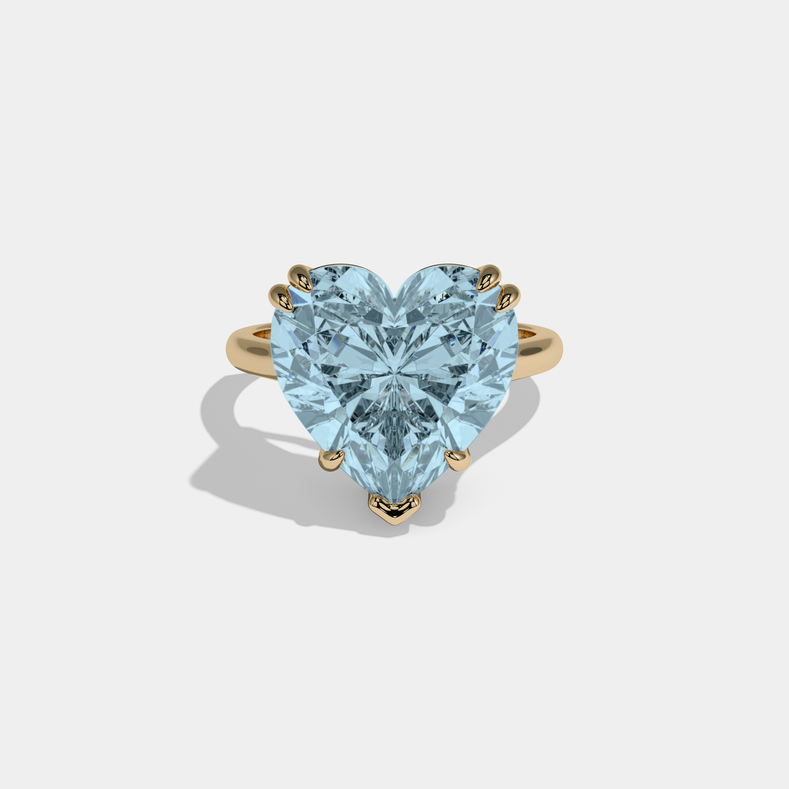 Anne Fancy Light Blue Heart Brilliant Cut Diamond Plain Band Engagement Ring 6ct 18K Yellow Gold