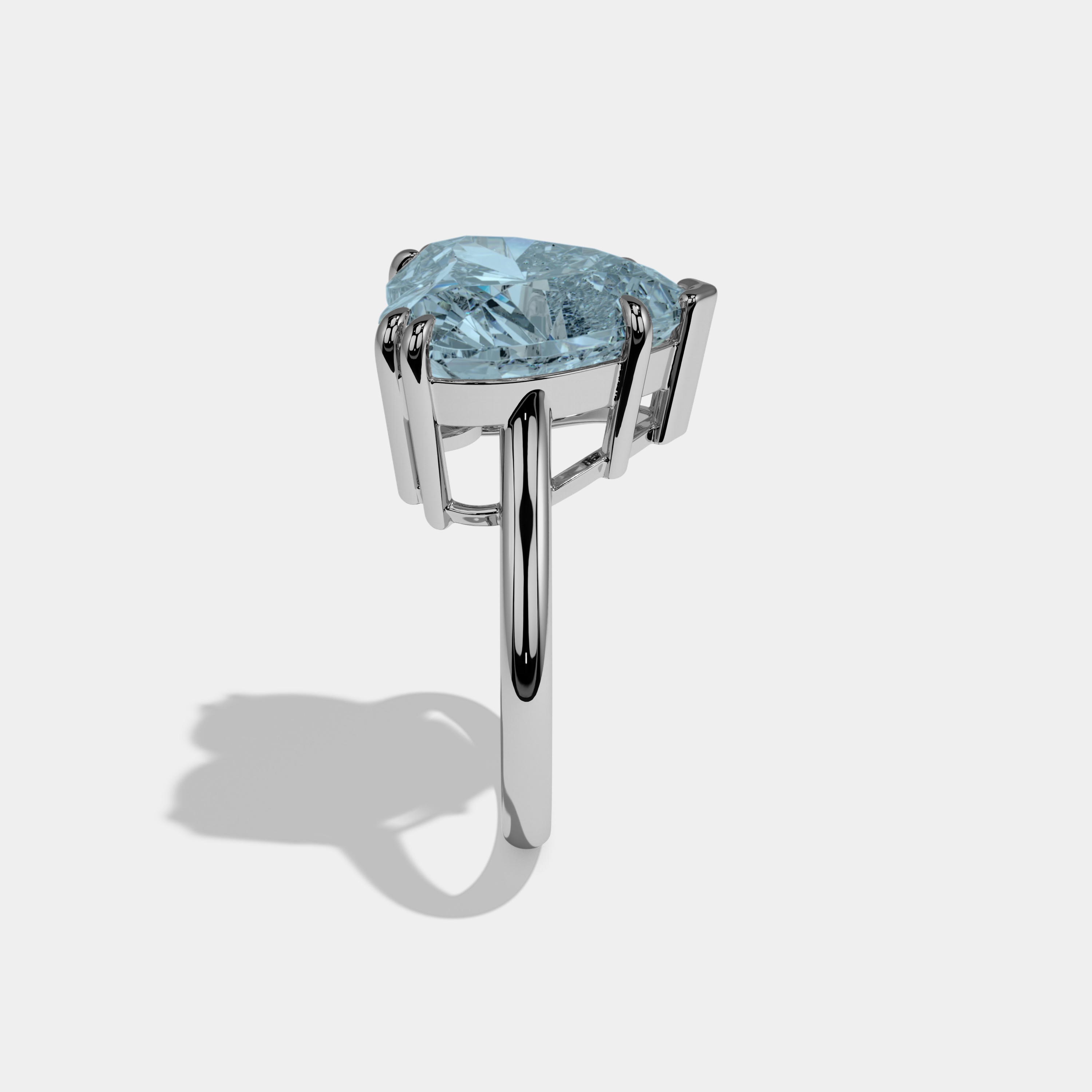 Mary Fancy Light Blue Heart Brilliant Cut Diamond Plain Band Engagement Ring 6ct 18K White Gold