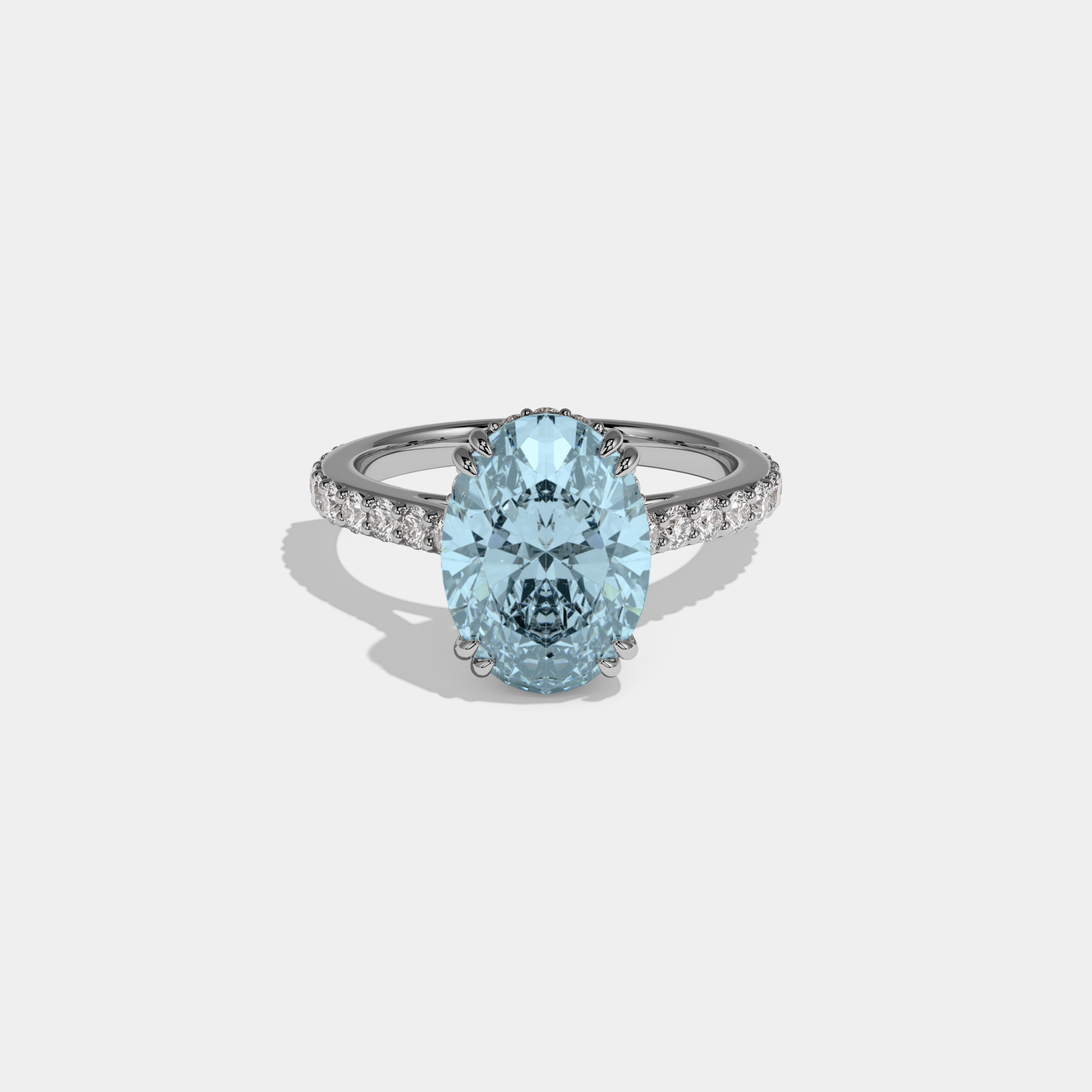 Margaret Fancy Light Blue Oval Cut Diamond Band Engagement Ring 7ct 18K White Gold