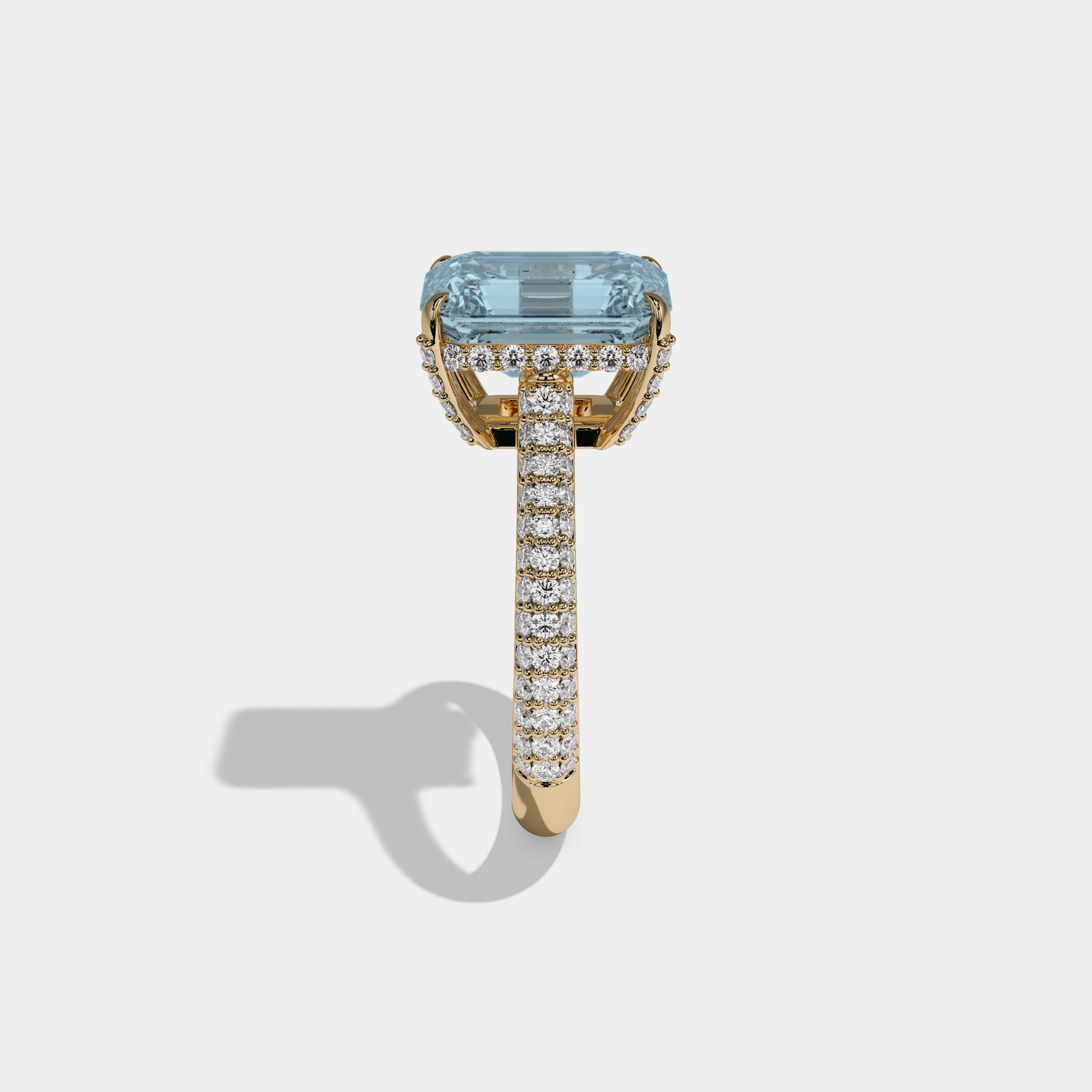 Anne Fancy Light Blue Emerald Cut Diamond Band Engagement Ring 6ct 18K Yellow Gold
