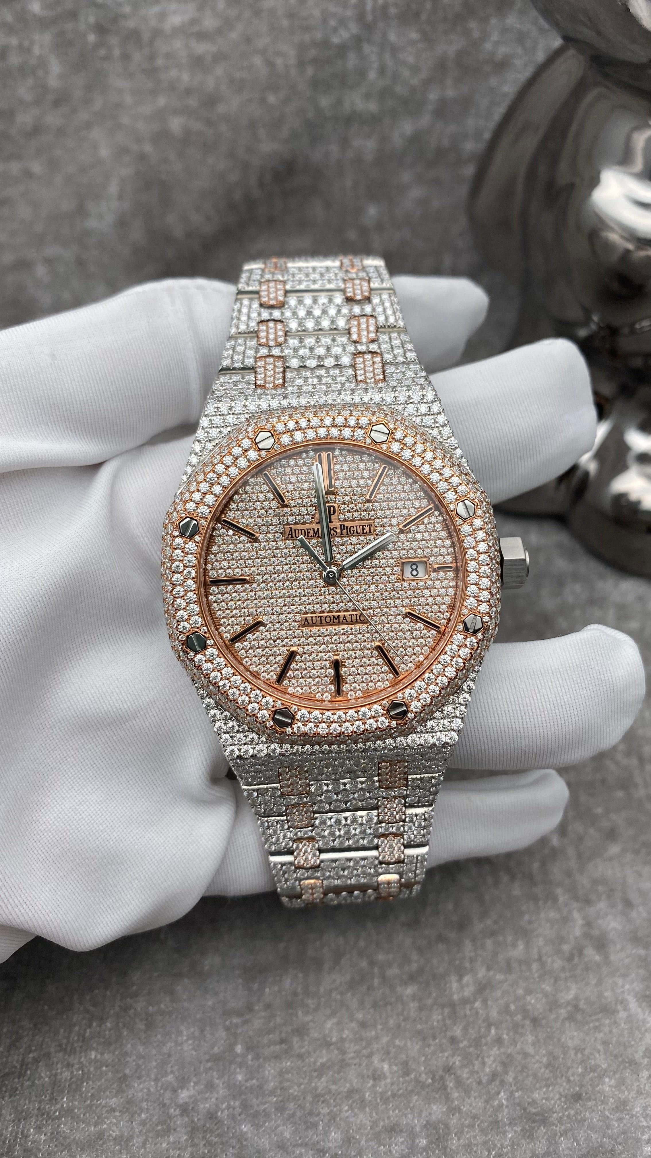 Customised 41MM Audemars Piguet Royal Oak 2 Tone Rose Gold with 35.0 Ct Diamond watch