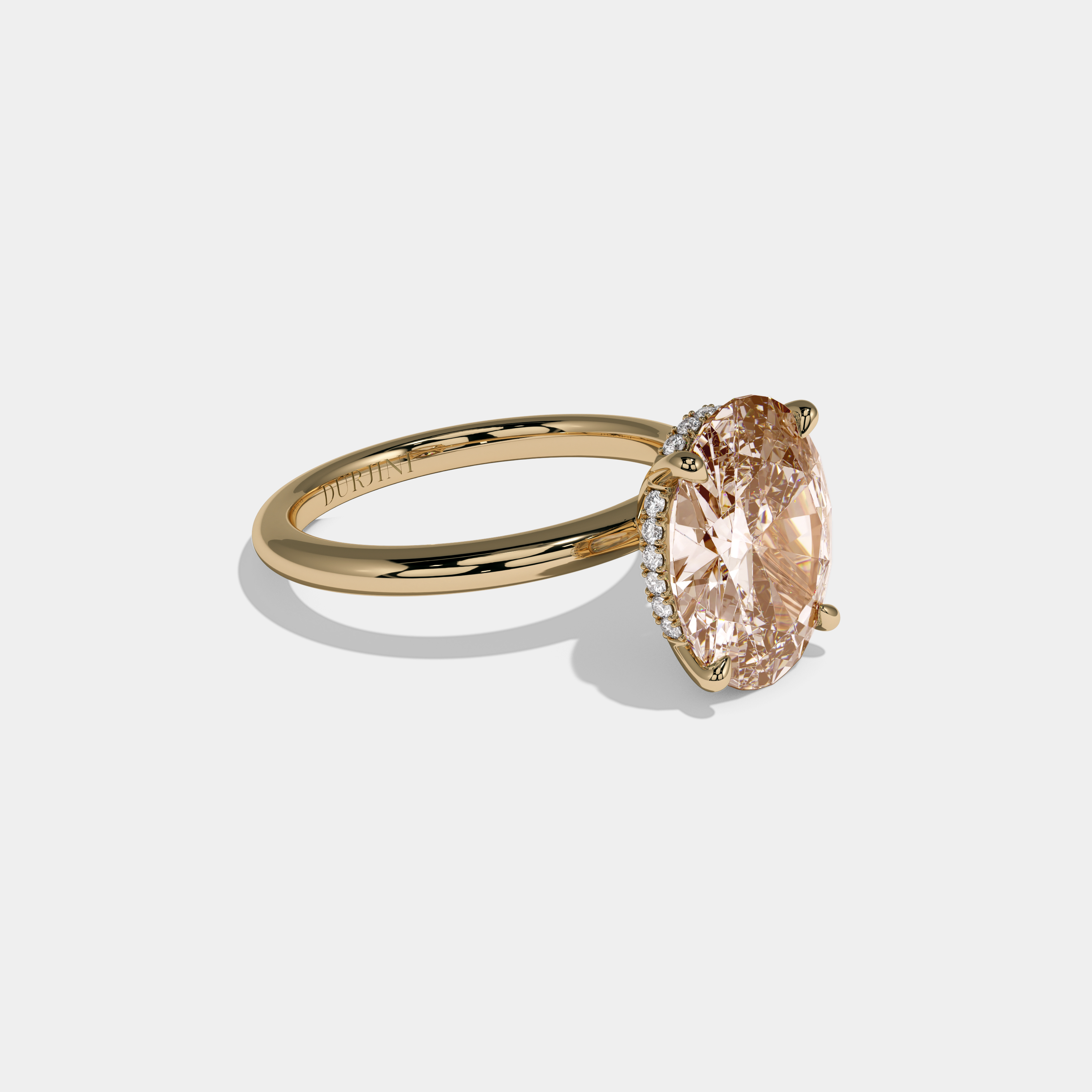 Catherine Fancy Champagne Brown Oval Cut Diamond Plain Band Engagement Ring 6.5ct 18K Yellow Gold