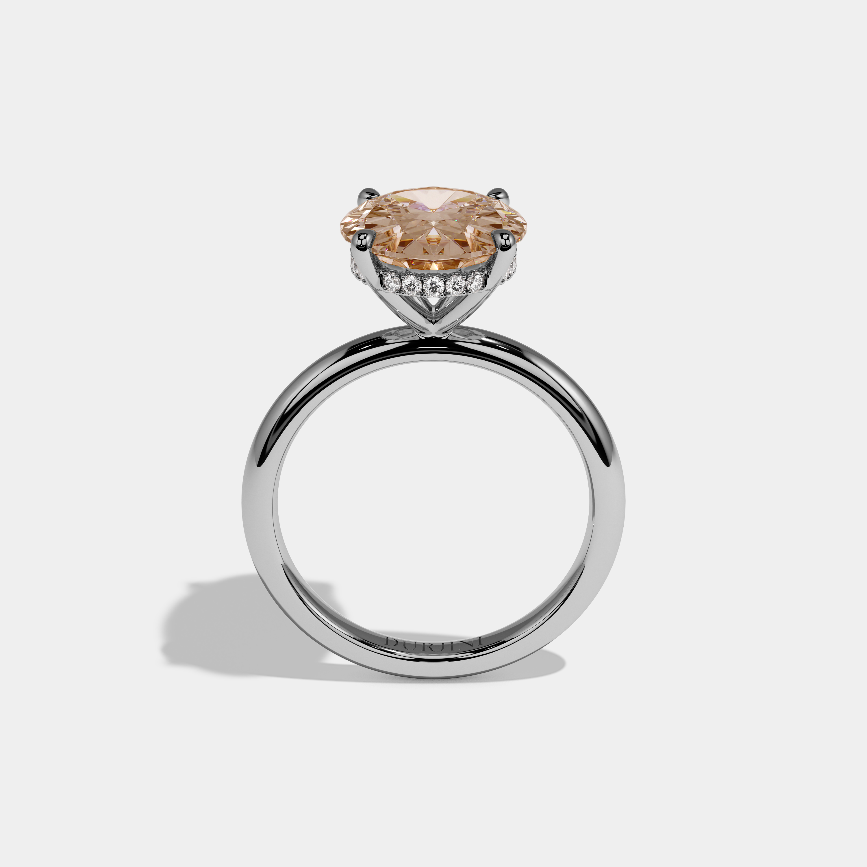 Louisa Fancy Champagne Brown Oval Cut Diamond Plain Band Engagement Ring 6.5ct 18K White Gold