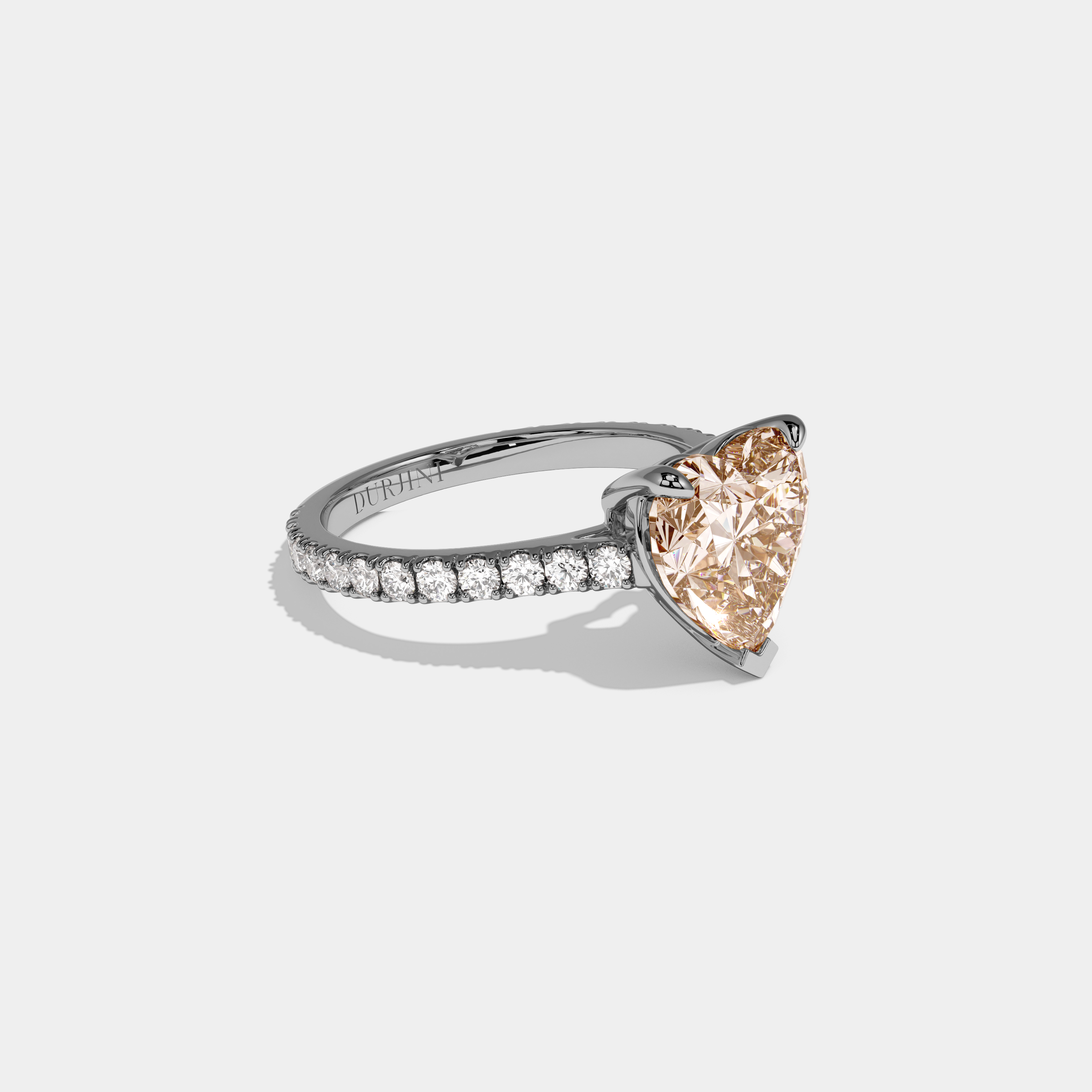 Louisa Fancy Champagne Brown Heart Cut Diamond Engagement Ring 7ct 18K White Gold