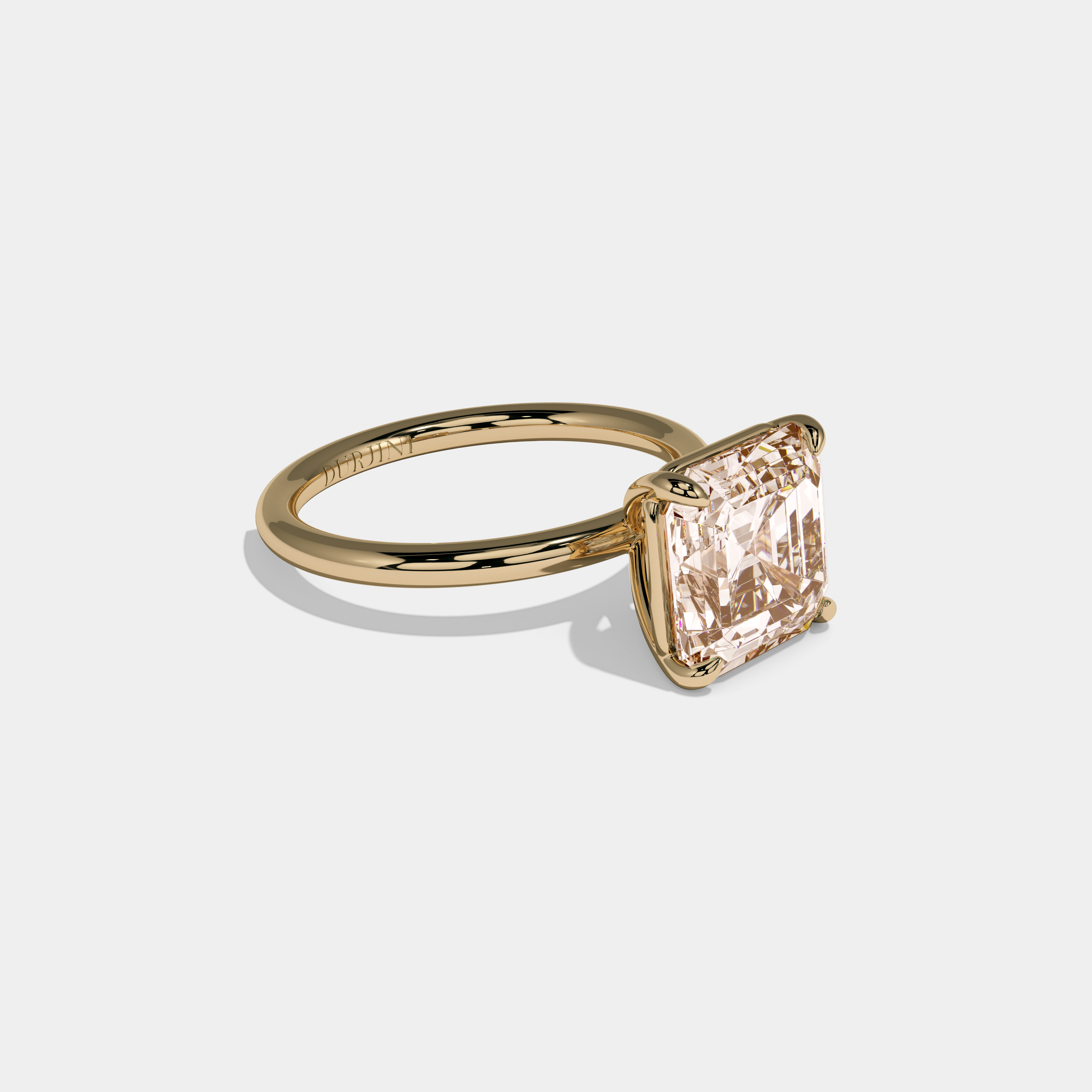 Augusta Fancy Champagne Brown Asscher Cut Diamond Plain Band Engagement Ring 6ct 18k Yellow Gold