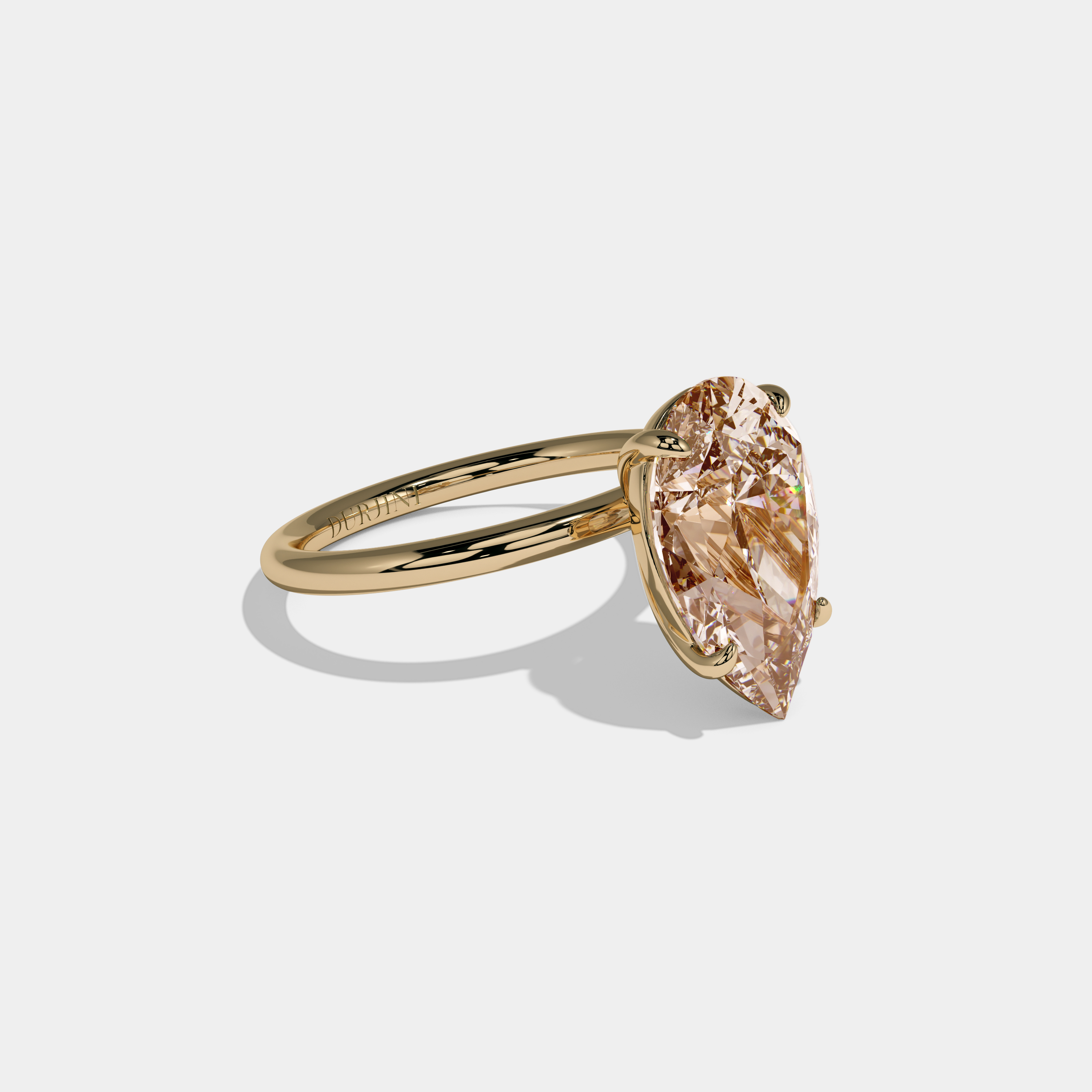 Victoria Fancy Champagne Brown Pear Cut Diamond Plain Band Engagement Ring 6ct 18K Yellow Gold